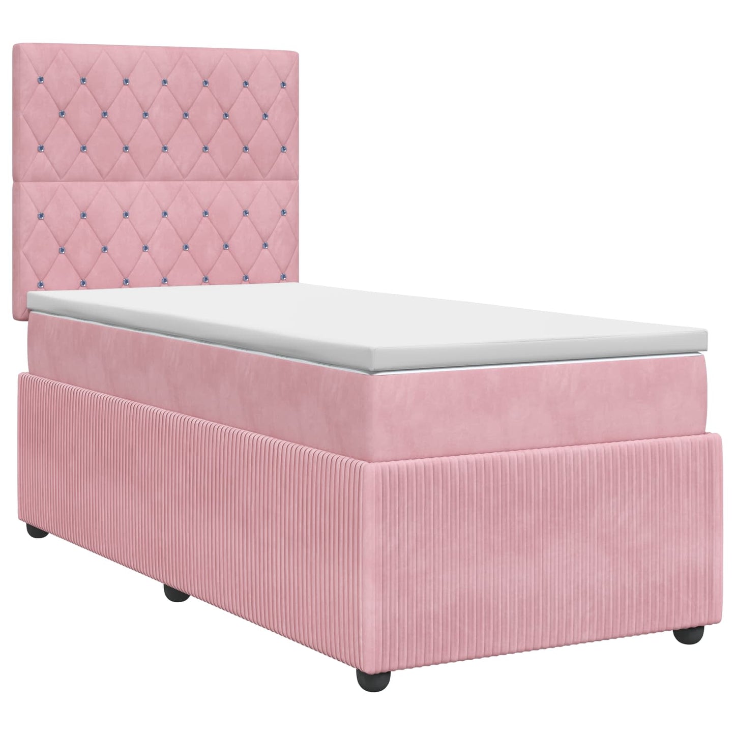 vidaXL Κρεβάτι box spring με στρώμα Ροζ 80 x 200 cm Βελούδο