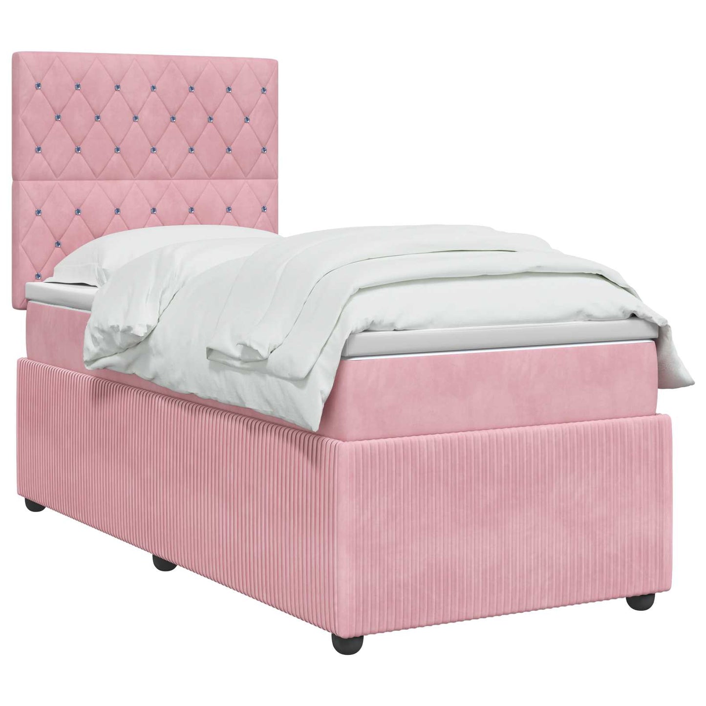 vidaXL Κρεβάτι box spring με στρώμα Ροζ 80 x 200 cm Βελούδο