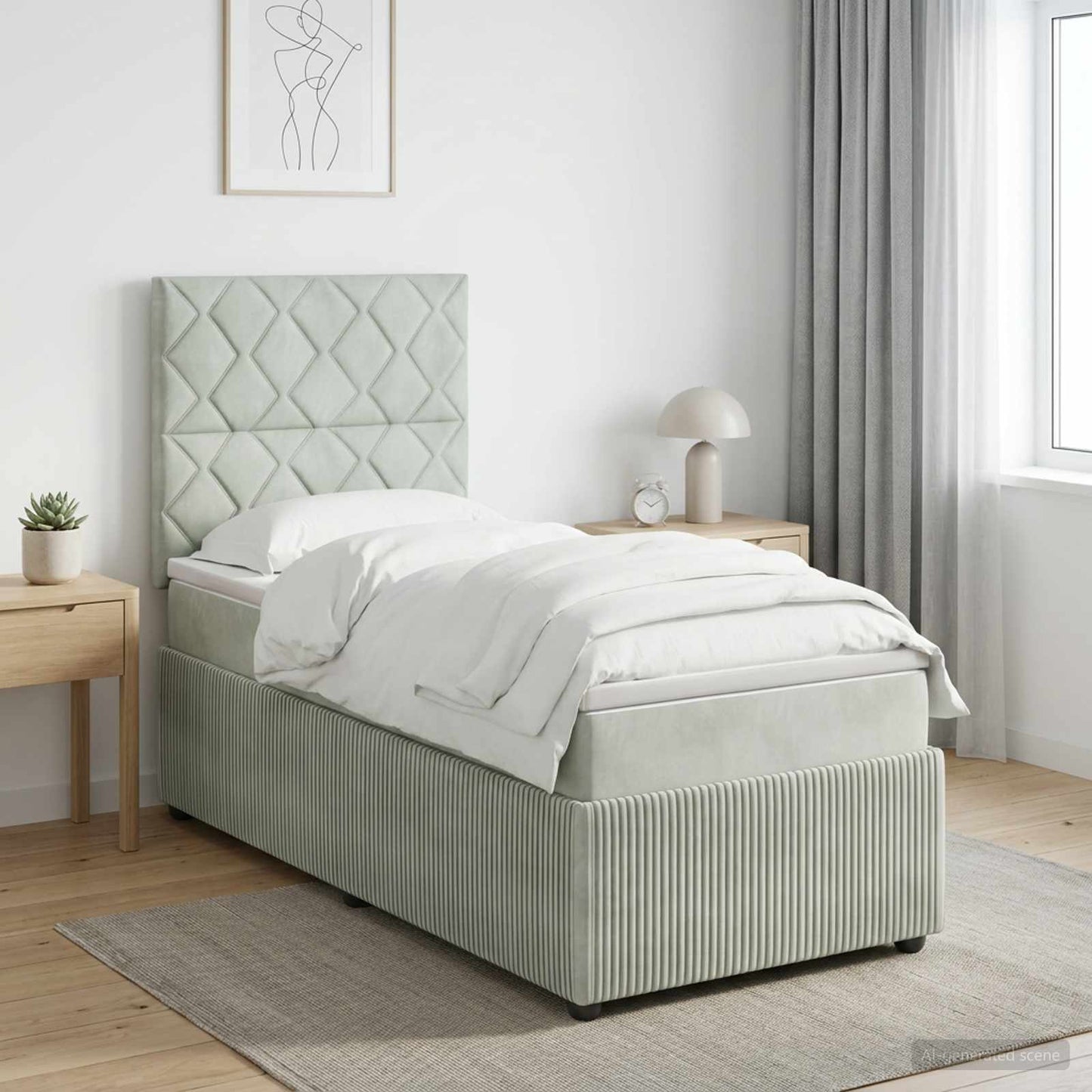 vidaXL Κρεβάτι box spring με στρώμα Ανοιχτό γκρι 100 x 200 cm Βελούδο