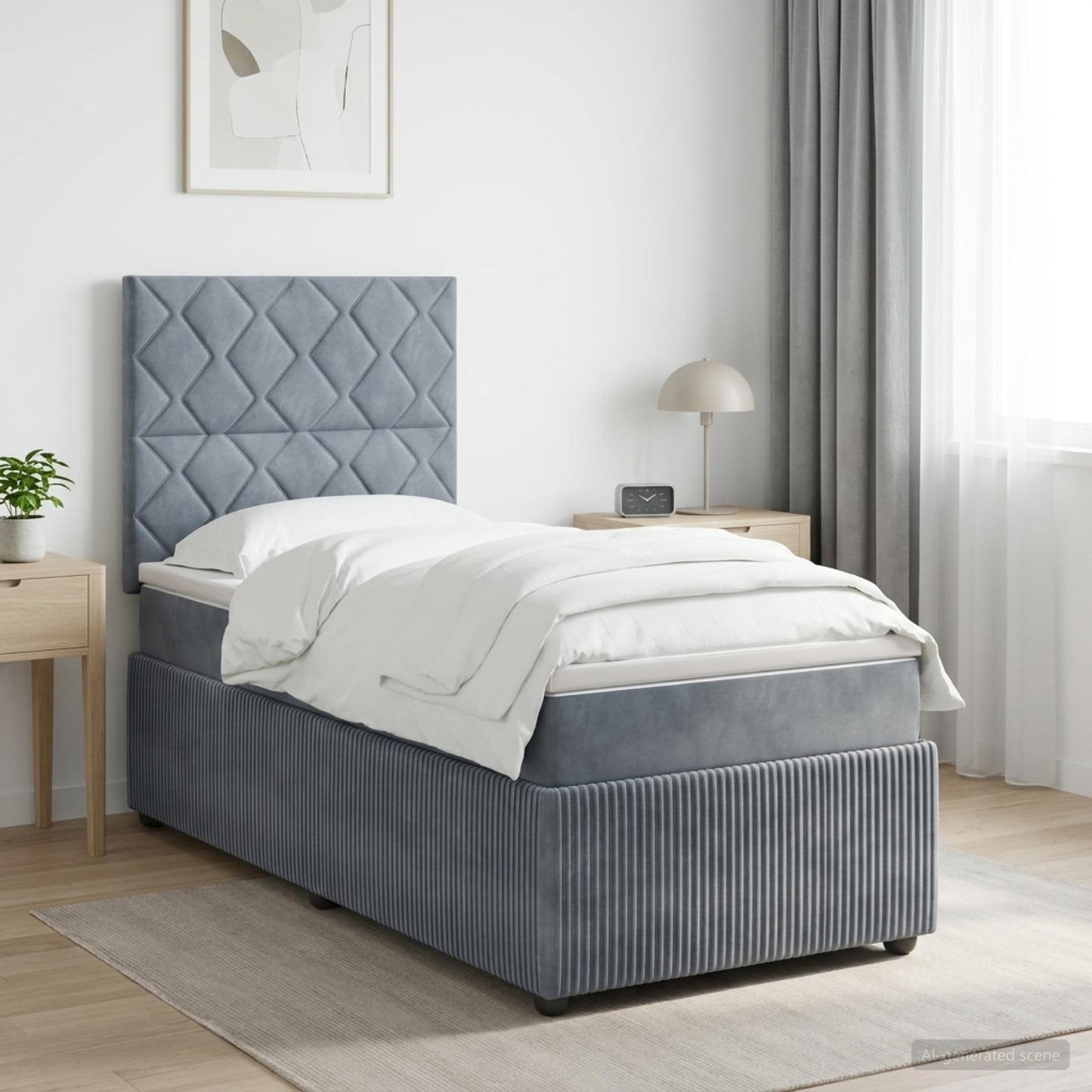 vidaXL Κρεβάτι box spring με στρώμα Σκούρο Γκρι 90 x 190 cm Βελούδο