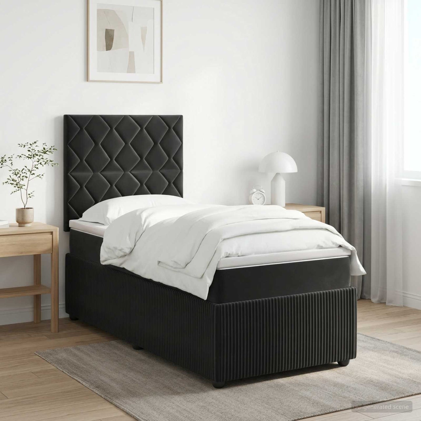 vidaXL Κρεβάτι box spring με στρώμα Μαύρο 100 x 200 cm Βελούδο