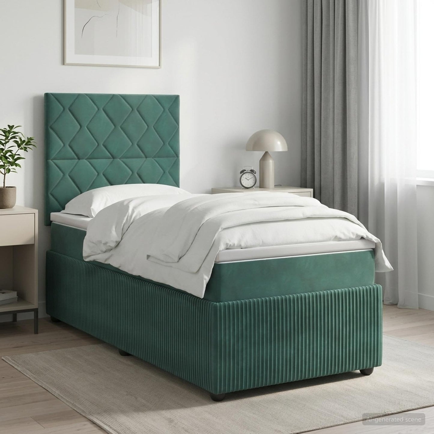 vidaXL Κρεβάτι box spring με στρώμα Σκούρο Πράσινο 90 x 190 cm Βελούδο