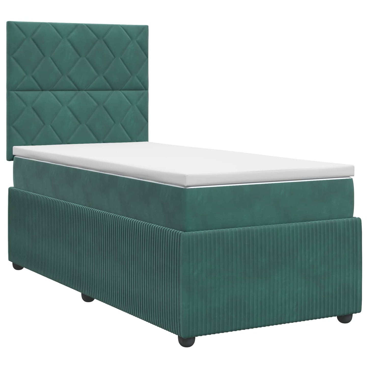 vidaXL Κρεβάτι box spring με στρώμα Σκούρο Πράσινο 80 x 200 cm Βελούδο
