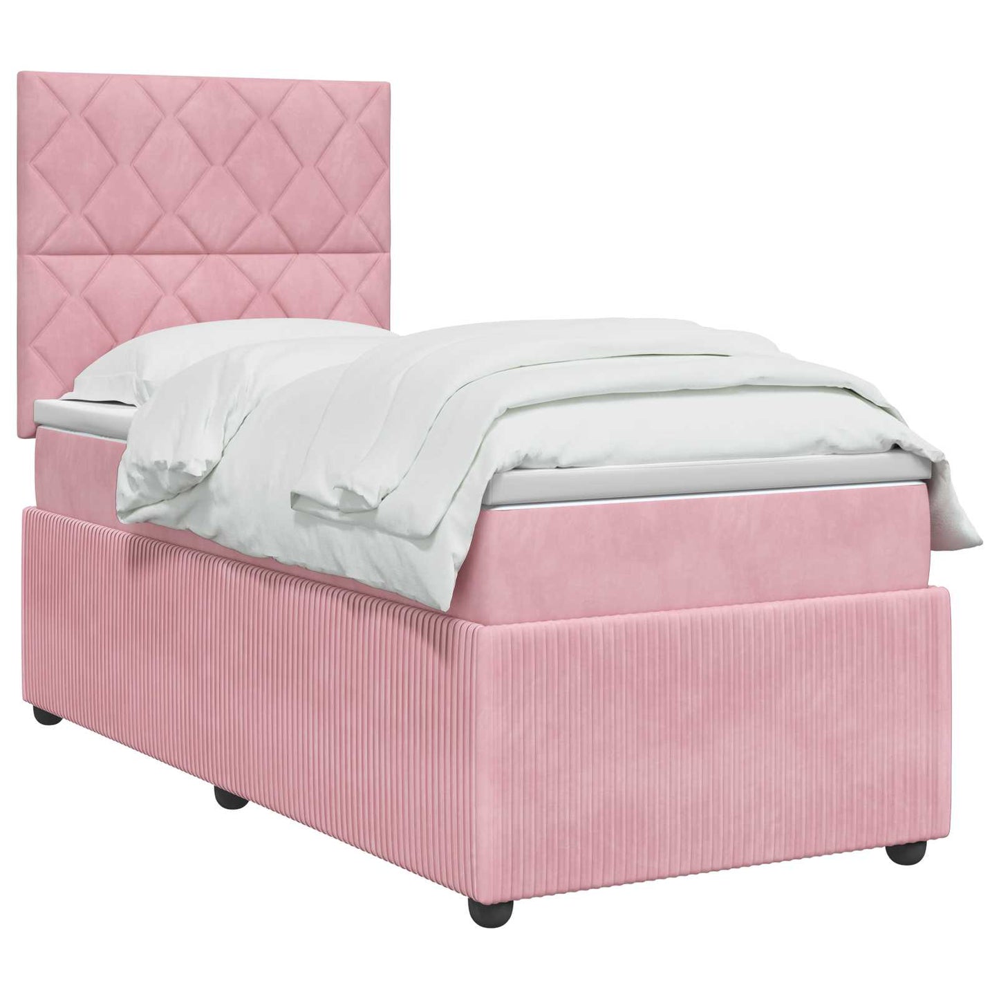 vidaXL Κρεβάτι box spring με στρώμα Ροζ 80 x 200 cm Βελούδο