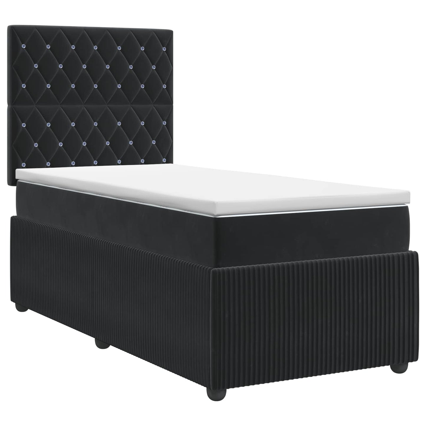 vidaXL Κρεβάτι box spring με στρώμα Μαύρο 90 x 200 cm Βελούδο