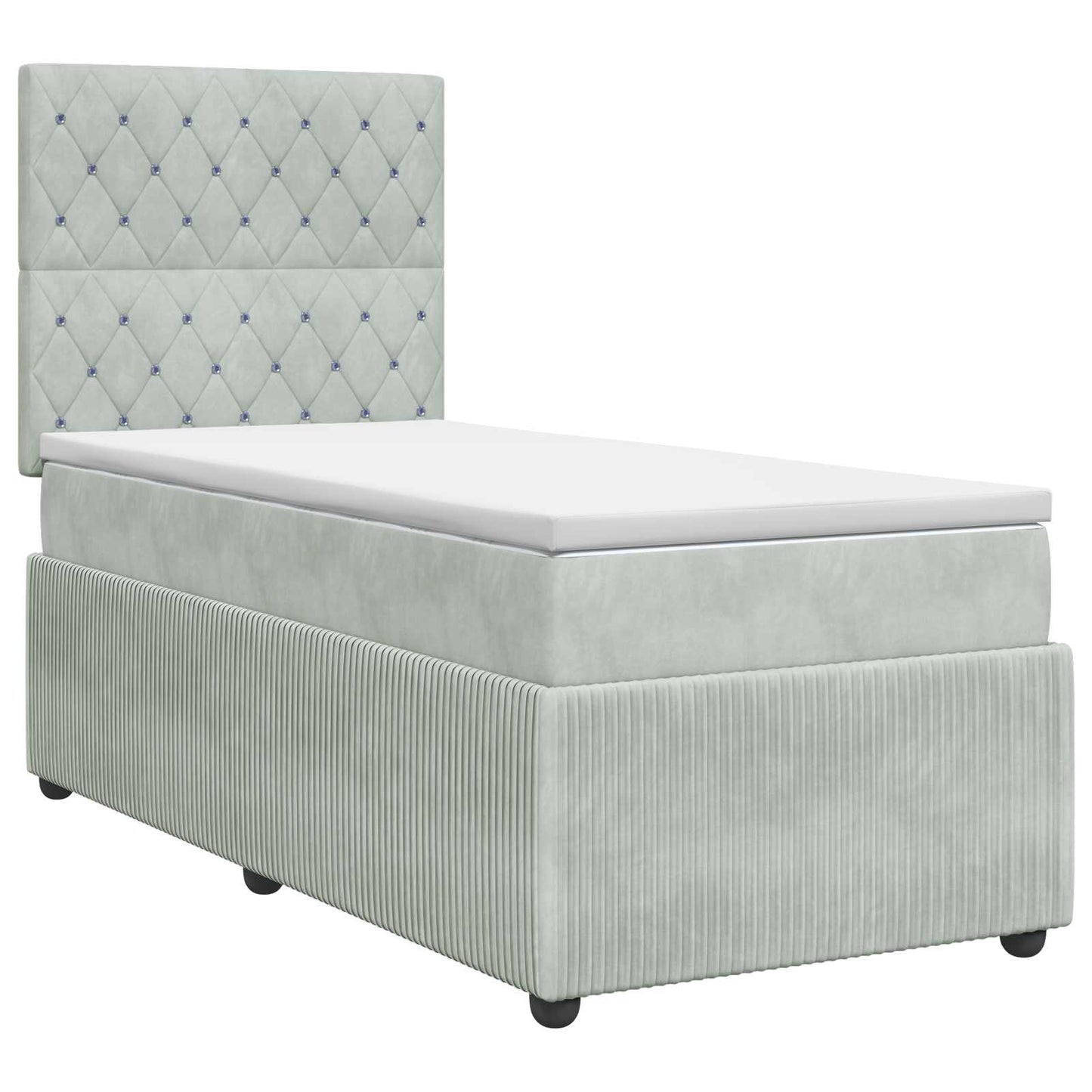 vidaXL Κρεβάτι box spring με στρώμα Ανοιχτό γκρι 100 x 200 cm Βελούδο