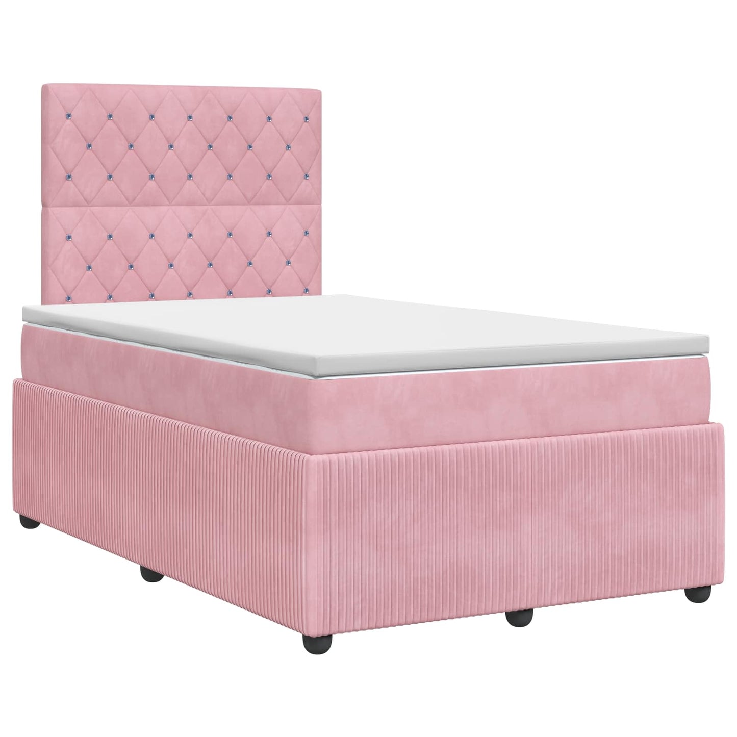 vidaXL Κρεβάτι box spring με στρώμα Ροζ 120 x 190 cm Βελούδο
