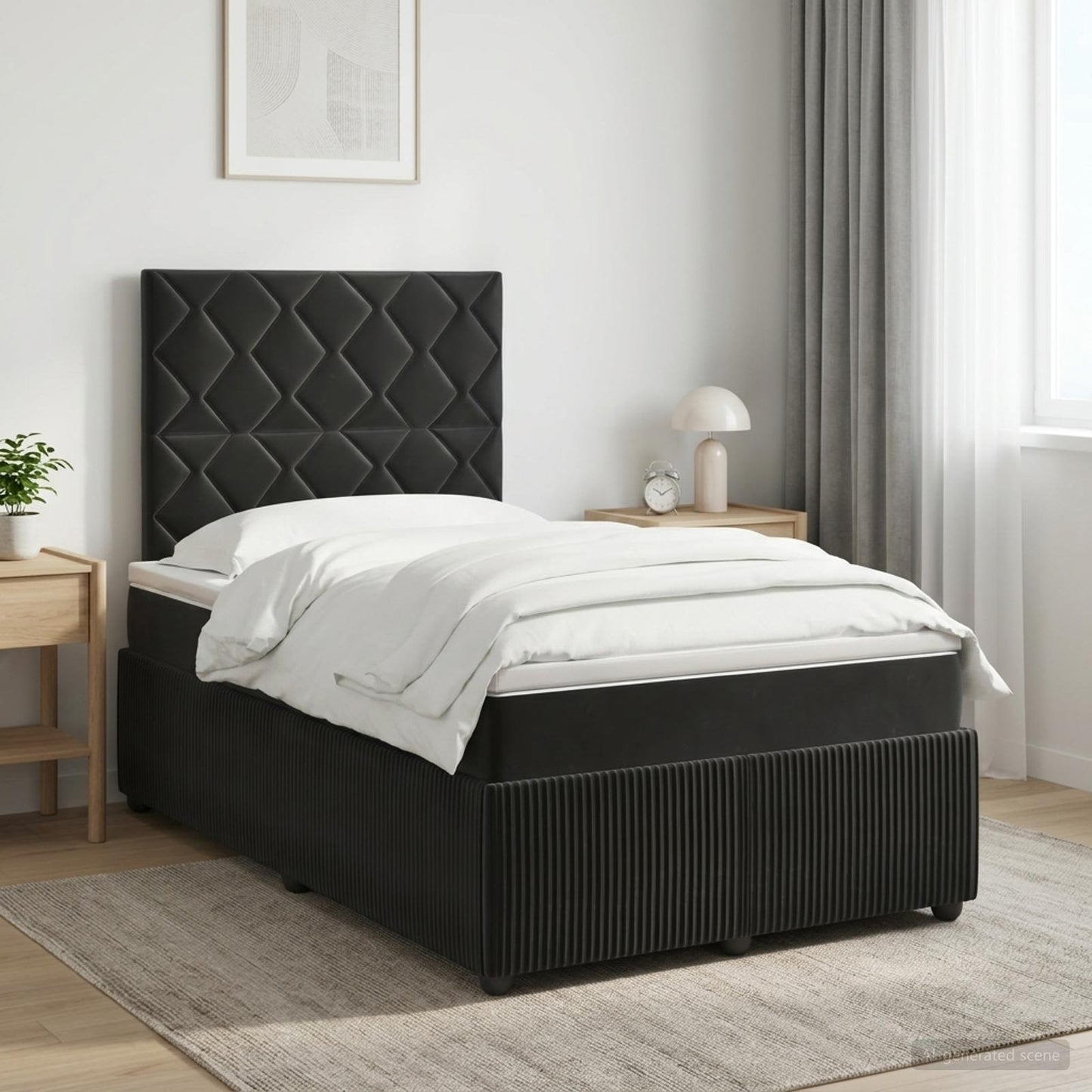 vidaXL Κρεβάτι box spring με στρώμα Μαύρο 120 x 190 cm Βελούδο