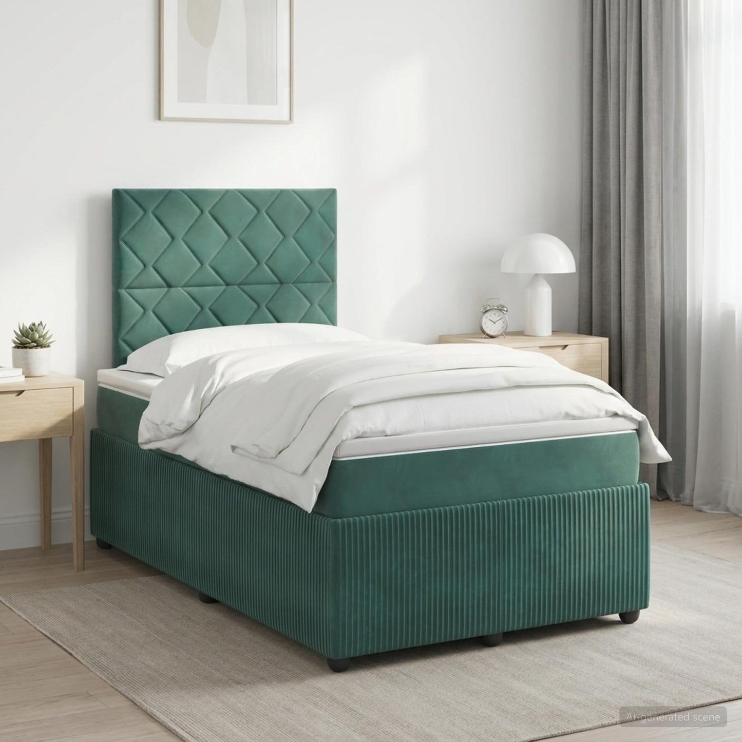 vidaXL Κρεβάτι box spring με στρώμα Σκούρο Πράσινο 120 x 190 cm