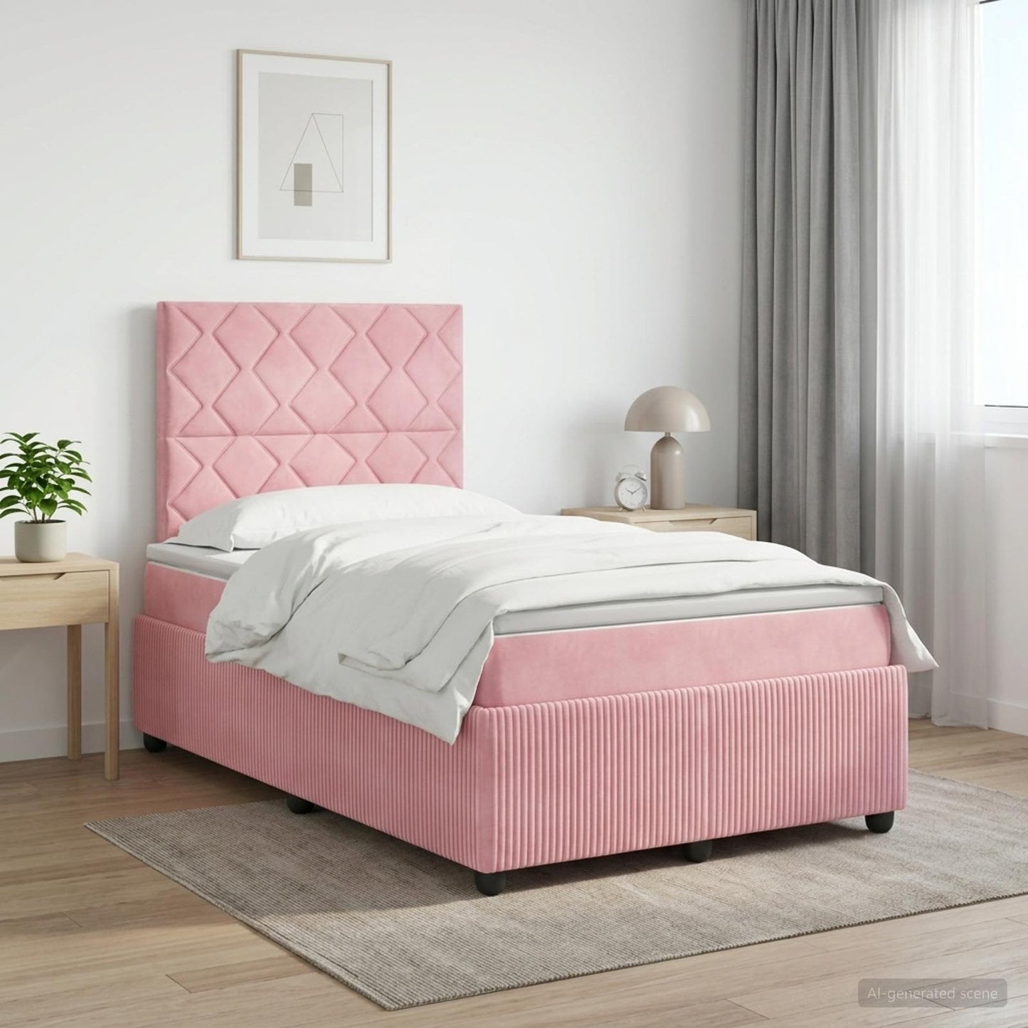 vidaXL Κρεβάτι box spring με στρώμα Ροζ 120 x 190 cm Βελούδο