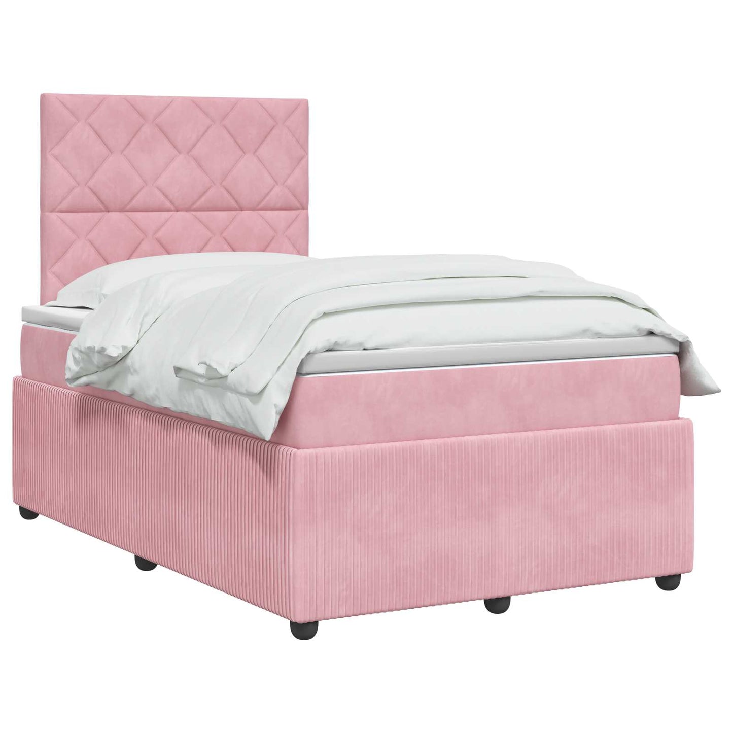 vidaXL Κρεβάτι box spring με στρώμα Ροζ 120 x 190 cm Βελούδο