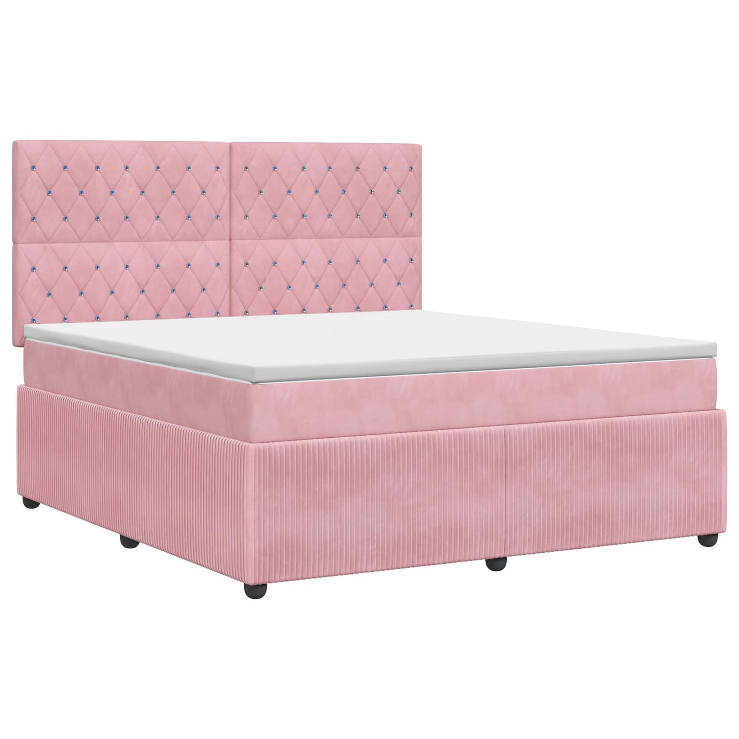 vidaXL Κρεβάτι box spring με στρώμα Ροζ 140 x 190 cm Βελούδο
