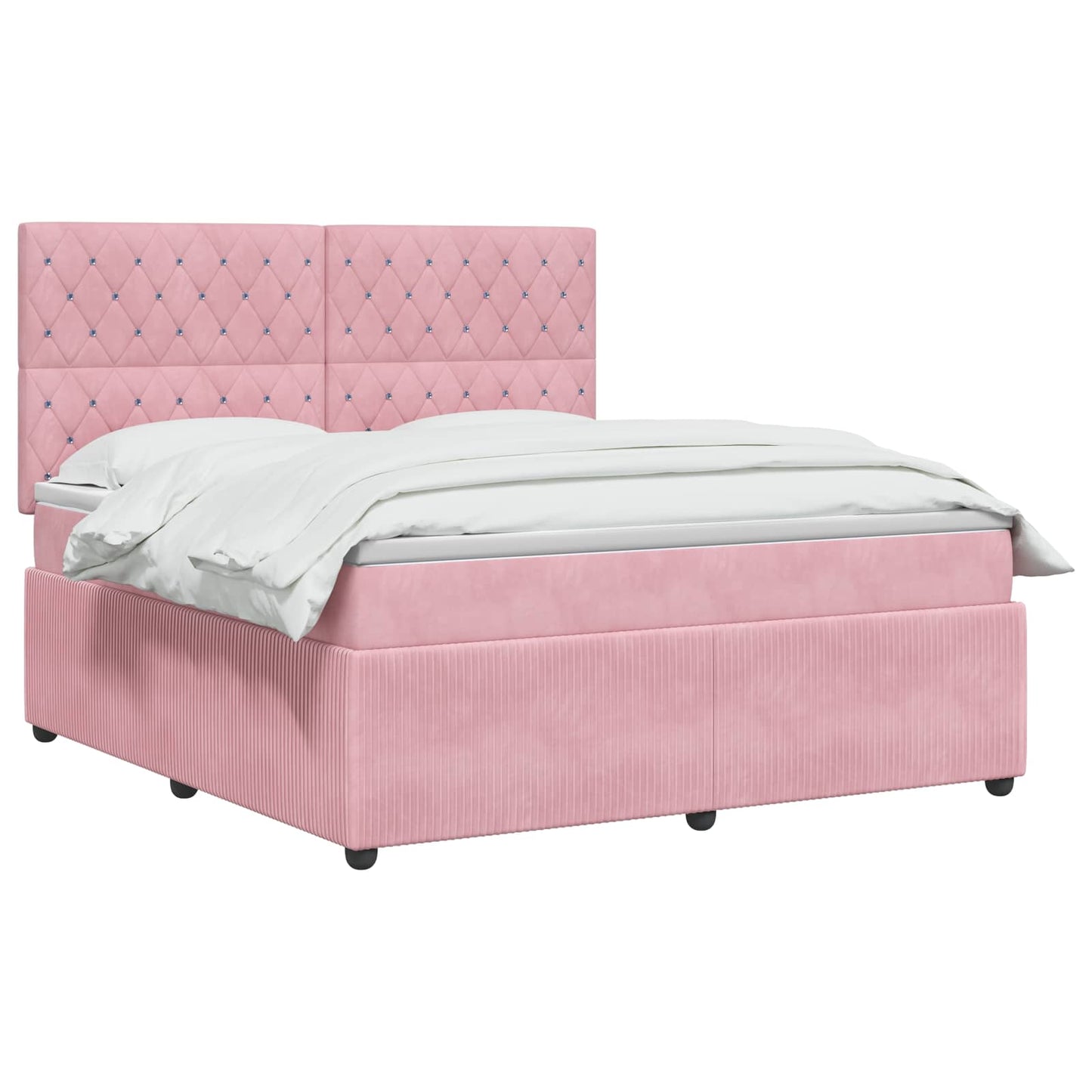 vidaXL Κρεβάτι box spring με στρώμα Ροζ 140 x 190 cm Βελούδο
