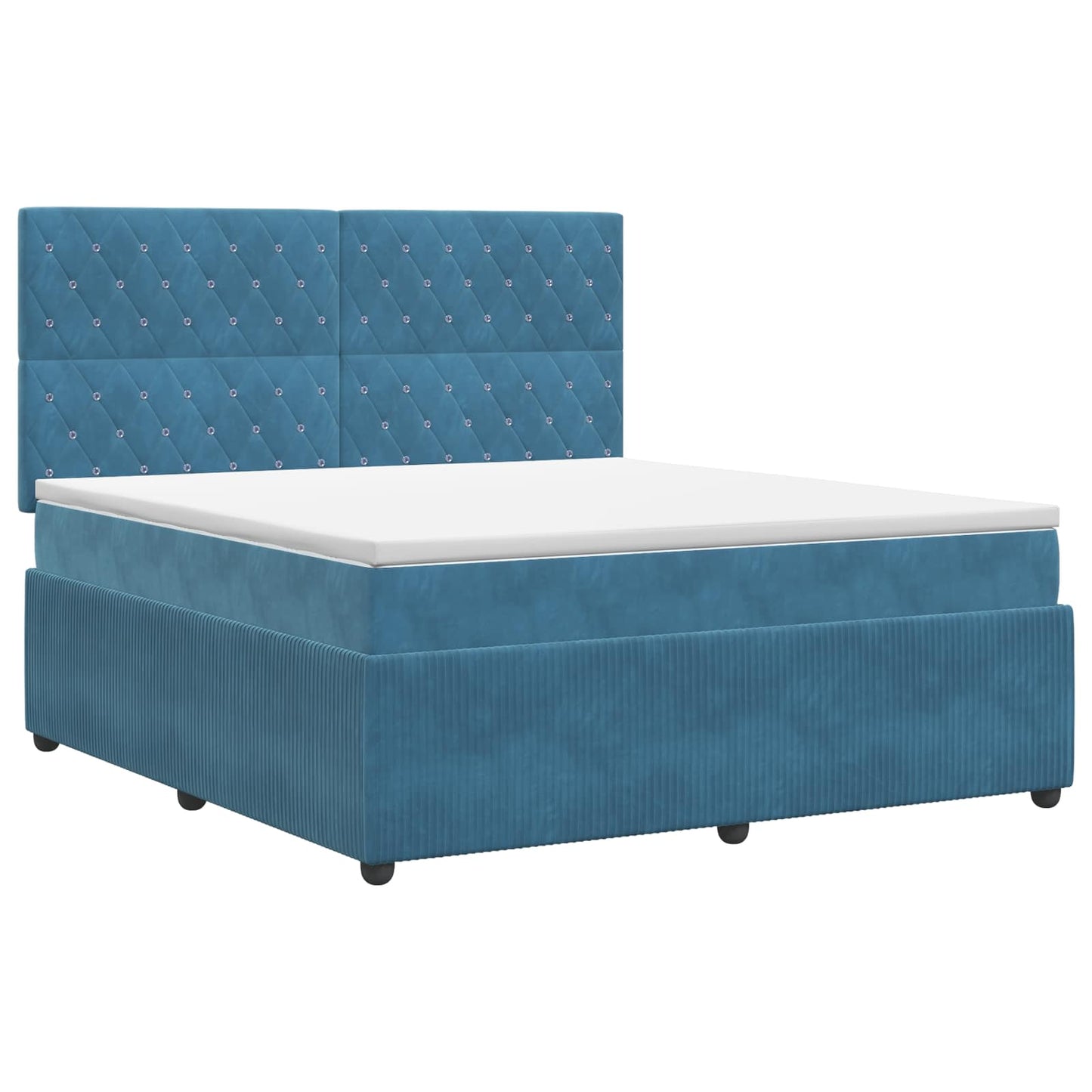 vidaXL Κρεβάτι box spring με στρώμα Μπλε 140 x 200 cm Βελούδο
