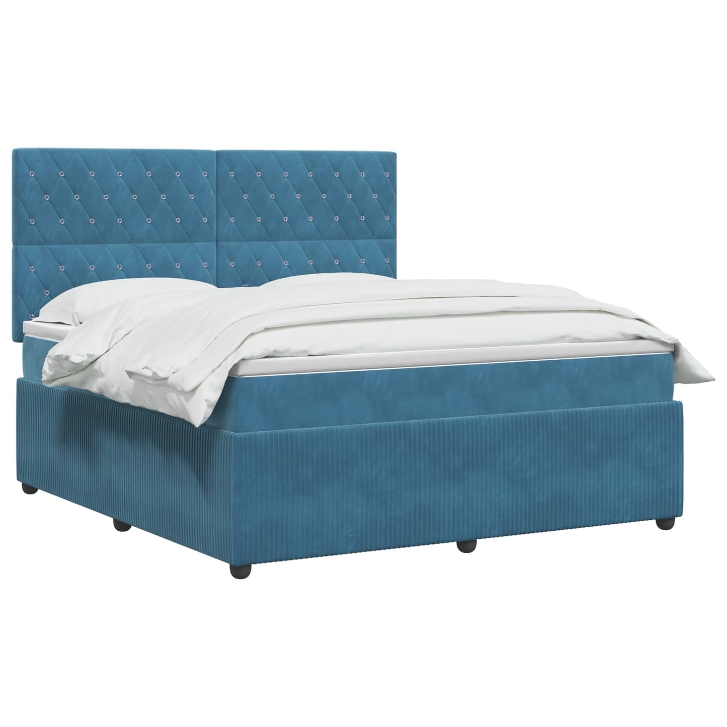 vidaXL Κρεβάτι box spring με στρώμα Μπλε 140 x 200 cm Βελούδο