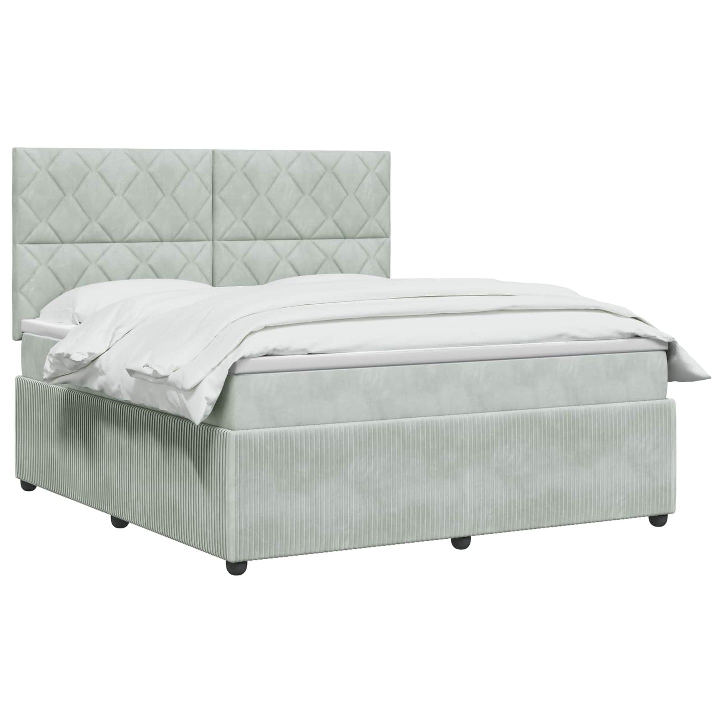 vidaXL Κρεβάτι box spring με στρώμα Ανοιχτό γκρι 160 x 200 cm Βελούδο