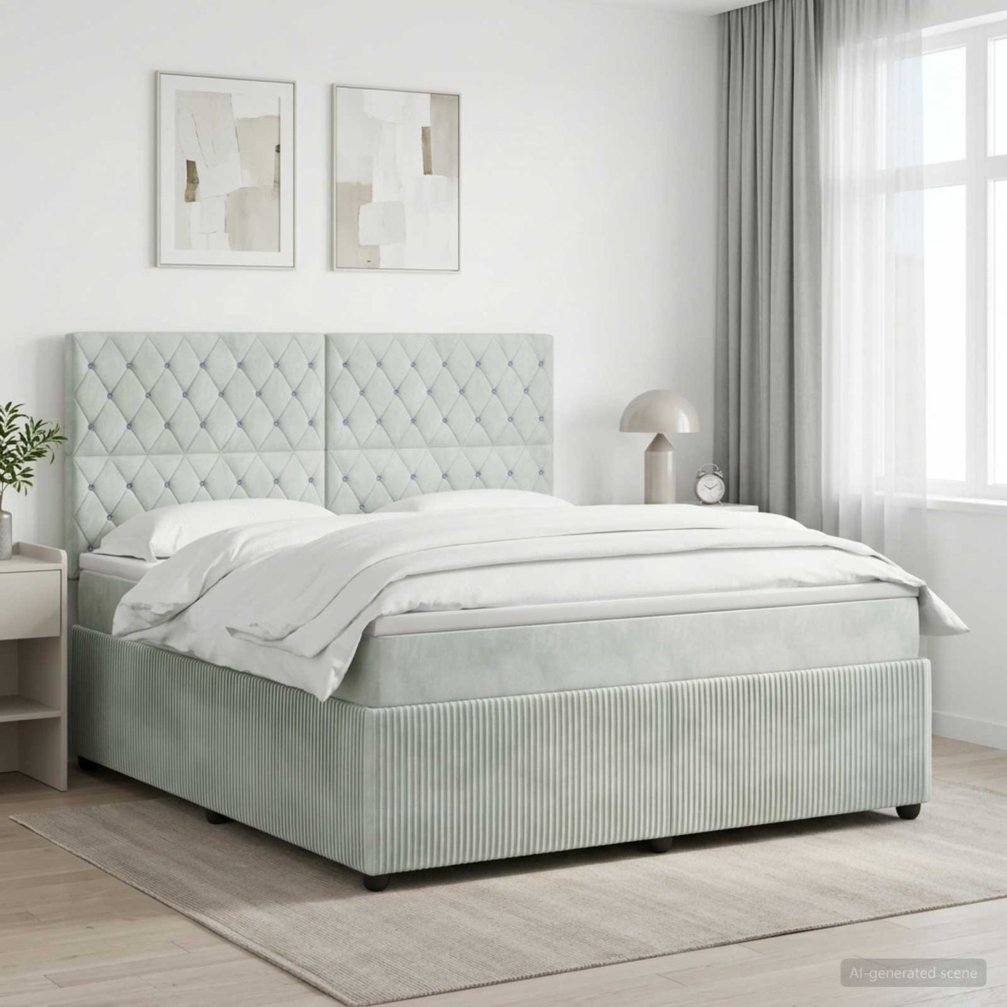 vidaXL Κρεβάτι box spring με στρώμα Ανοιχτό γκρι 160 x 200 cm Βελούδο