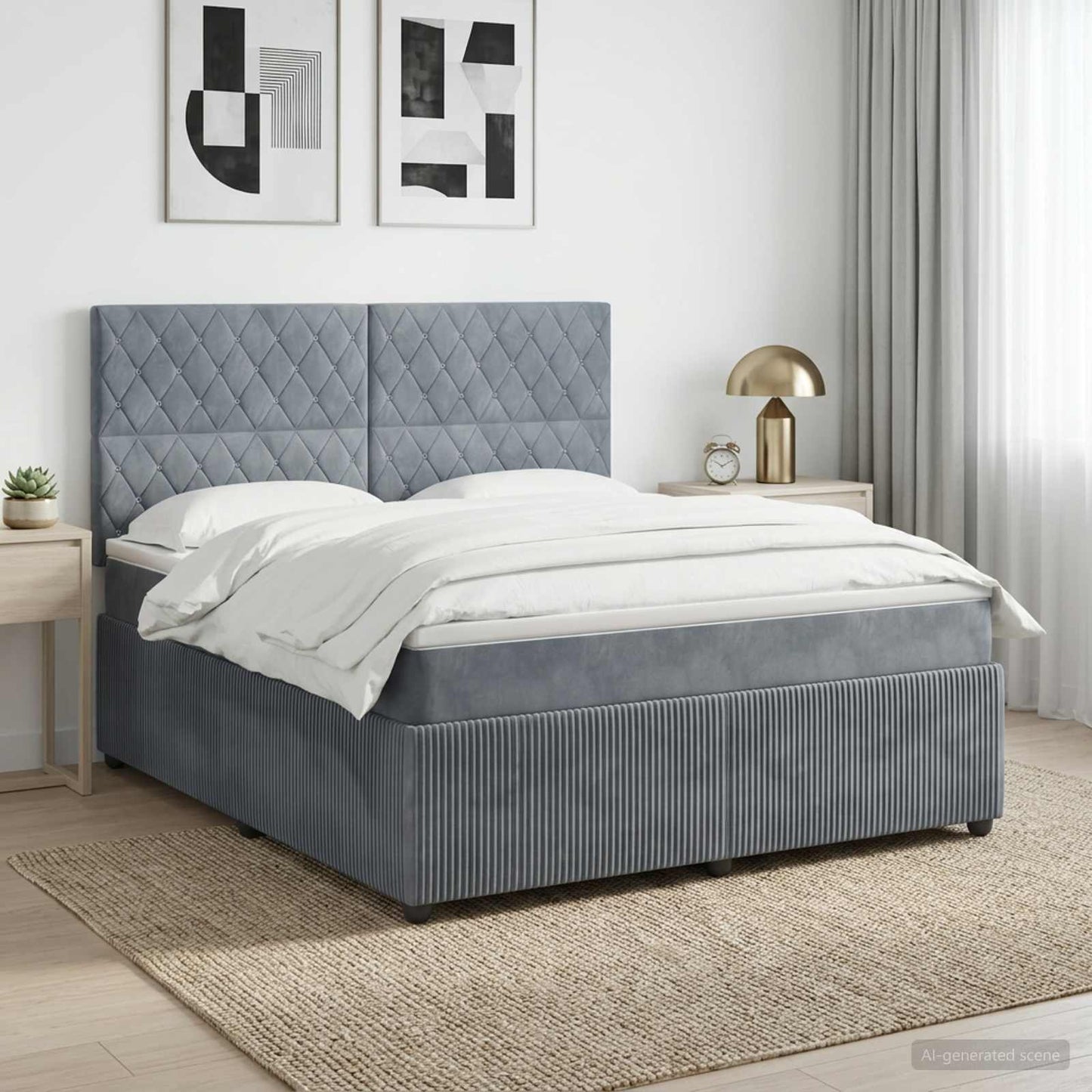 vidaXL Κρεβάτι box spring με στρώμα Σκούρο Γκρι 140 x 190 cm Βελούδο