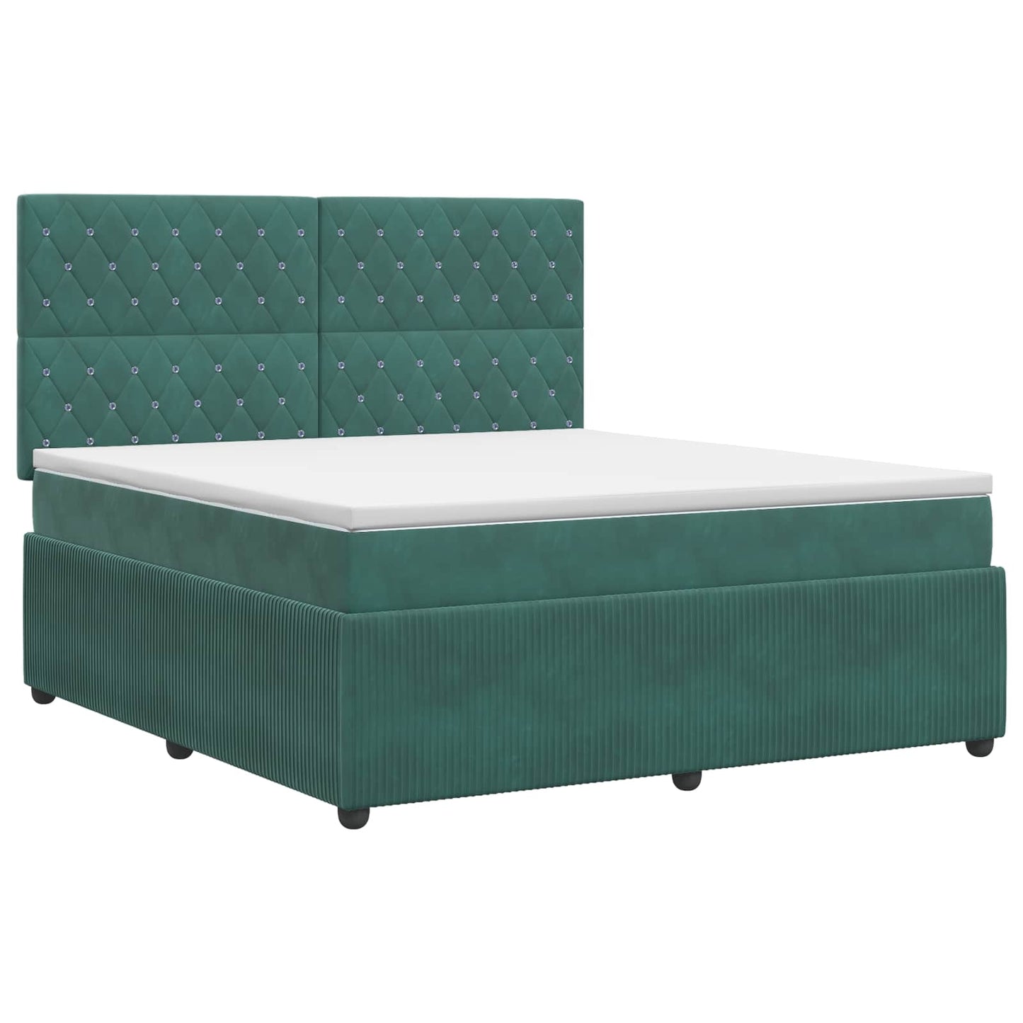 vidaXL Κρεβάτι box spring με στρώμα Σκούρο Πράσινο 180 x 200 cm