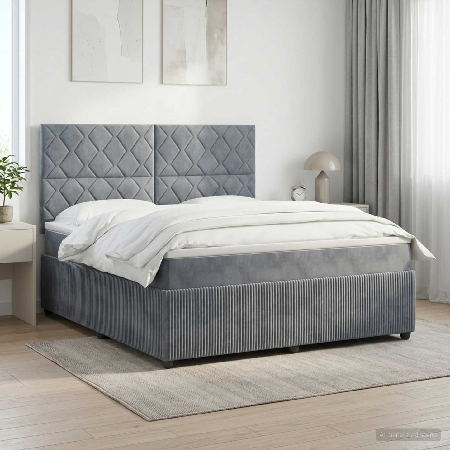 vidaXL Κρεβάτι box spring με στρώμα Σκούρο Γκρι 140 x 200 cm Βελούδο