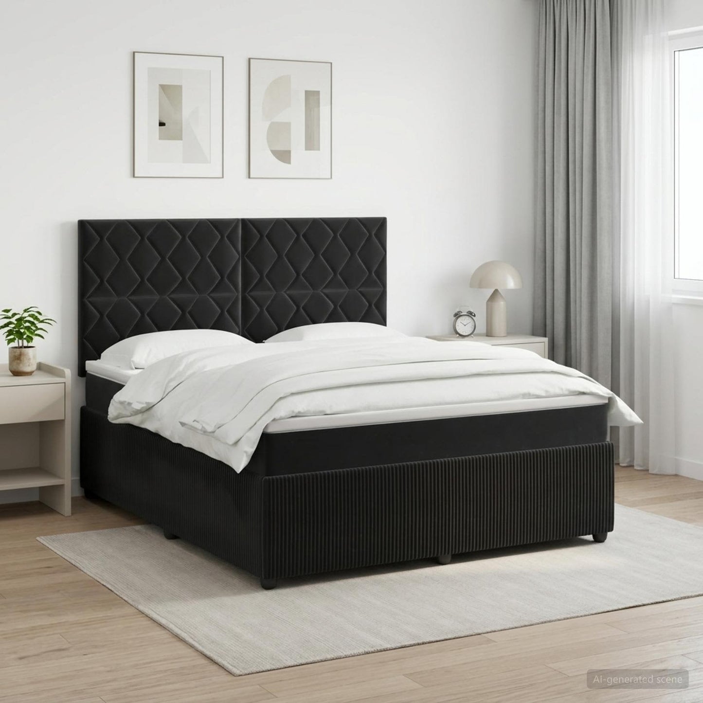 vidaXL Κρεβάτι box spring με στρώμα Μαύρο 140 x 190 cm Βελούδο