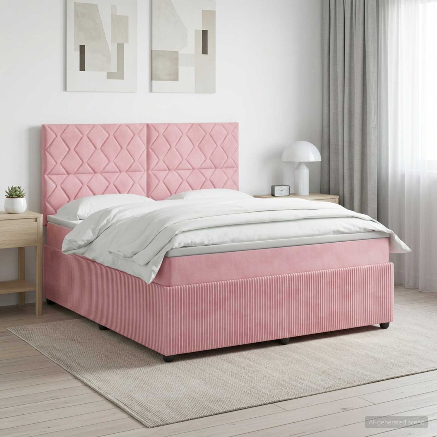 vidaXL Κρεβάτι box spring με στρώμα Ροζ 140 x 190 cm Βελούδο