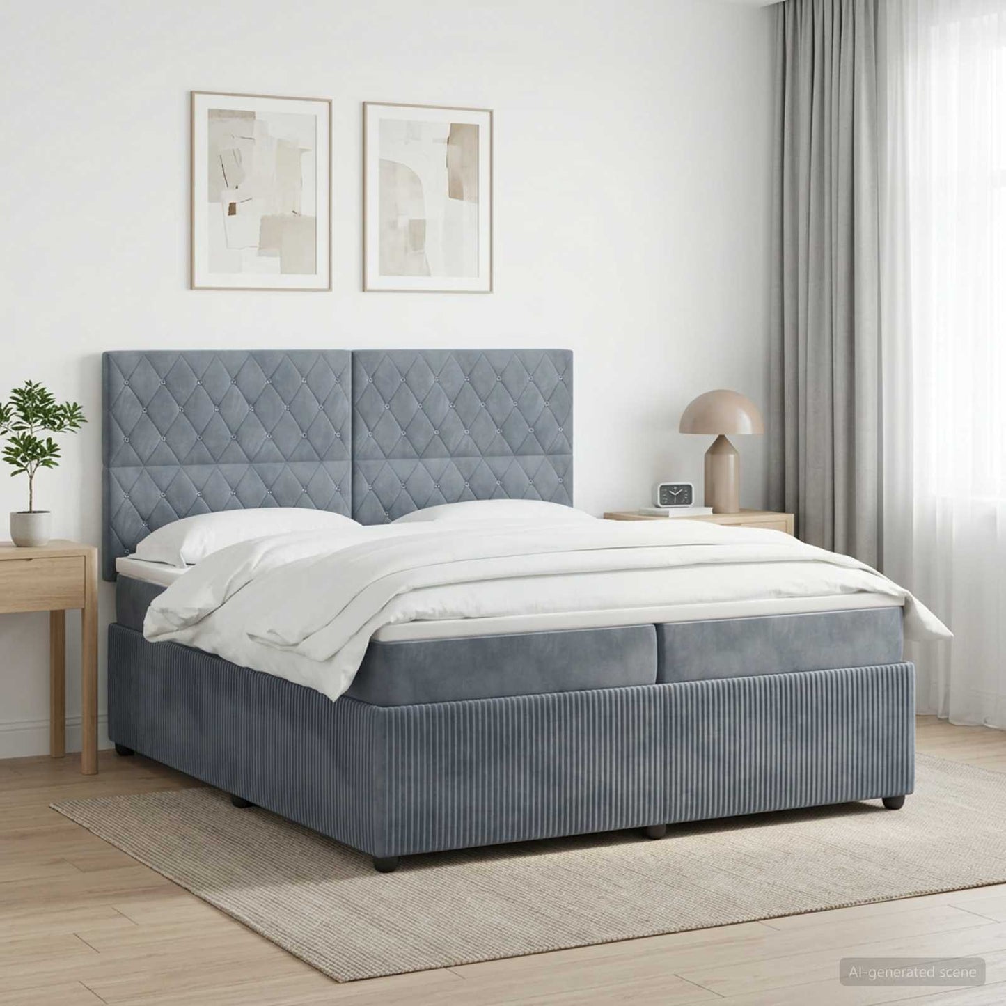 vidaXL Κρεβάτι box spring με στρώμα Σκούρο Γκρι 200 x 200 cm Βελούδο