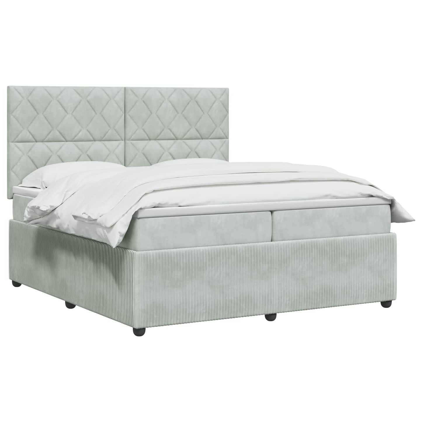 vidaXL Κρεβάτι box spring με στρώμα Ανοιχτό γκρι 200 x 200 cm Βελούδο