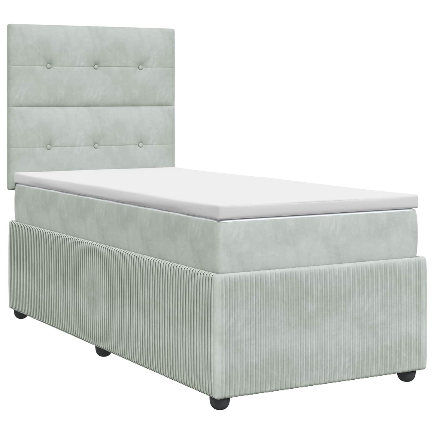vidaXL Κρεβάτι box spring με στρώμα Ανοιχτό γκρι Μονό Βελούδο