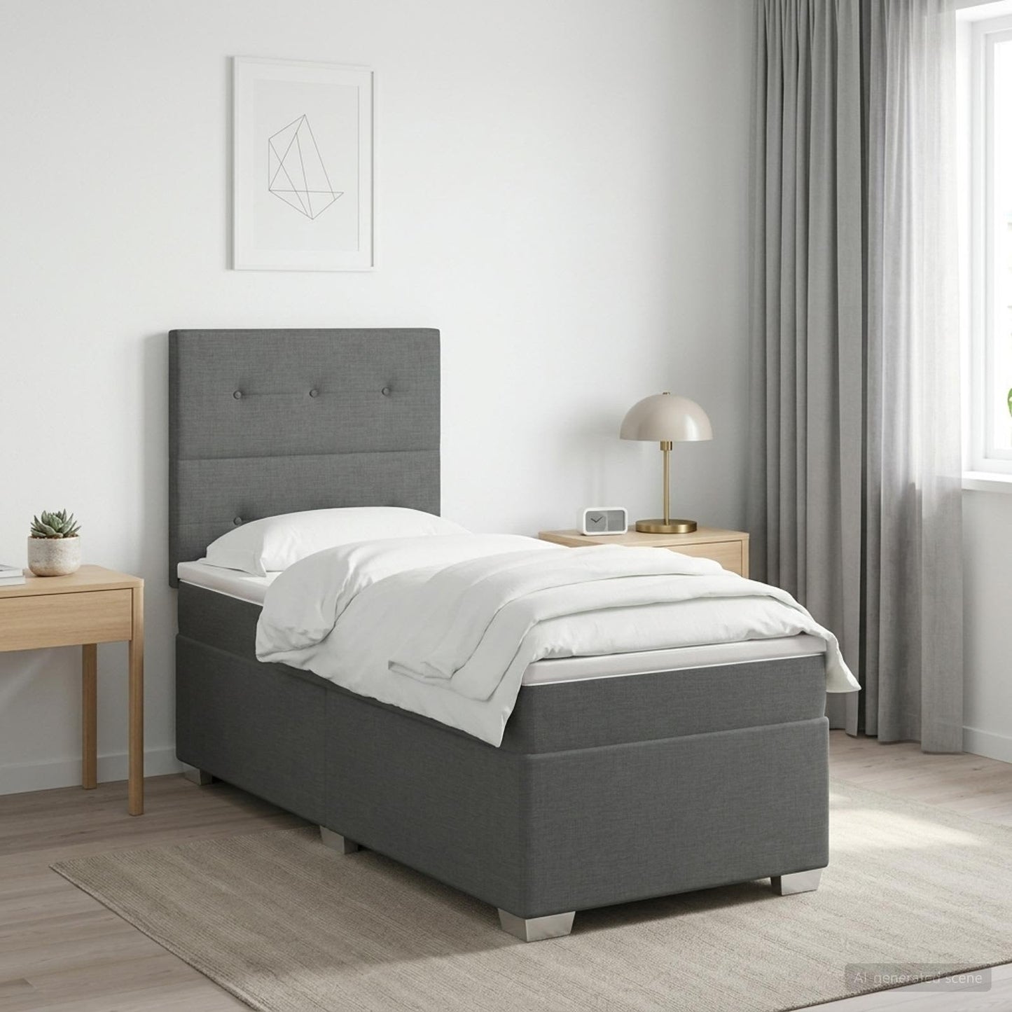 vidaXL Κρεβάτι box spring με στρώμα Σκούρο Γκρι 100 x 200 cm Ύφασμα