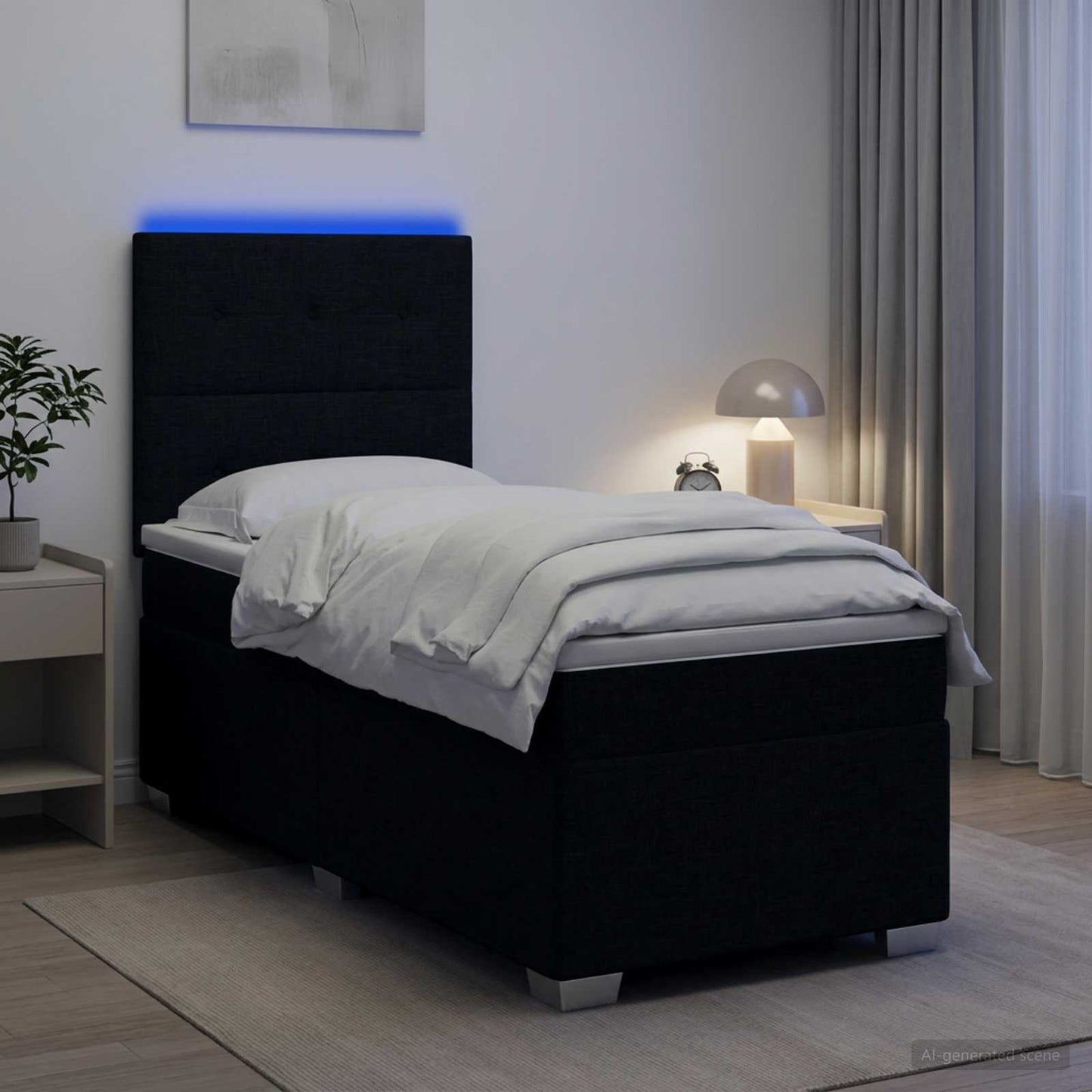 vidaXL Κρεβάτι box spring με στρώμα Μαύρο 100 x 200 cm Ύφασμα