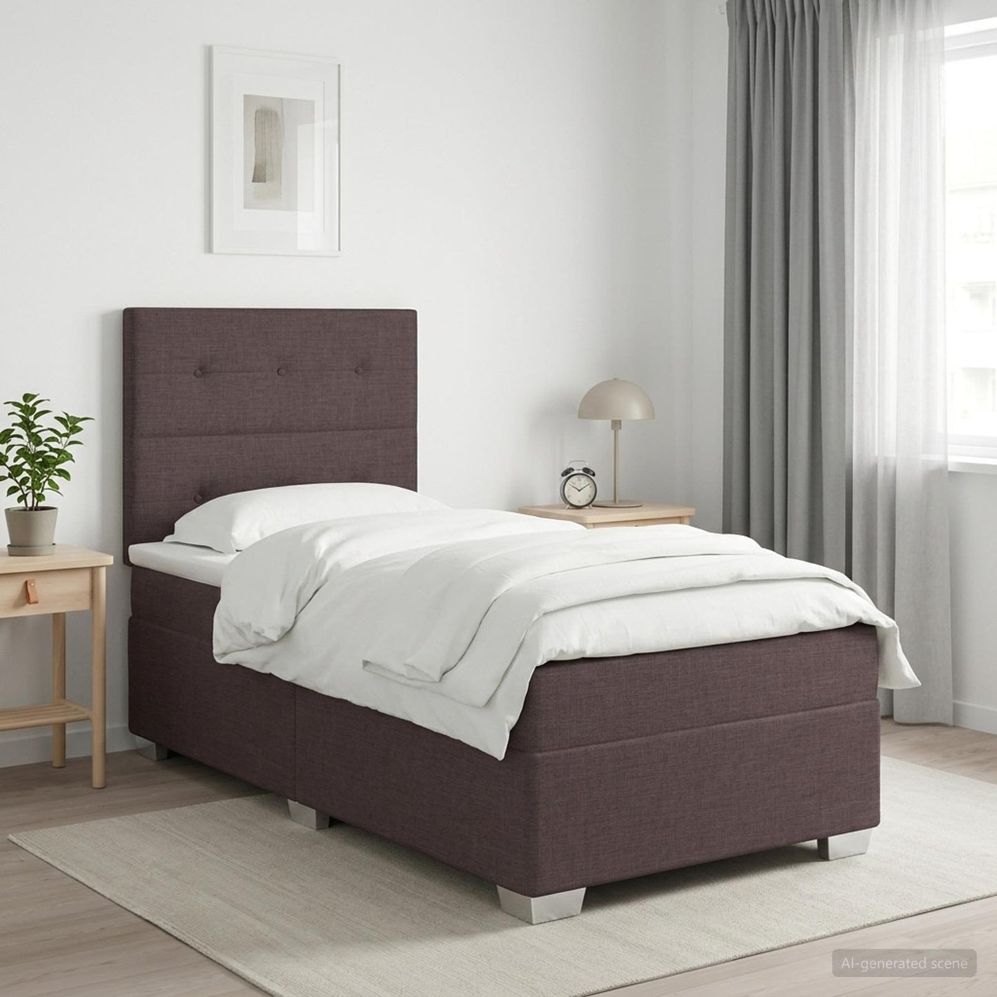 vidaXL Κρεβάτι box spring με στρώμα Σκούρο Καφέ 100 x 200 cm Ύφασμα