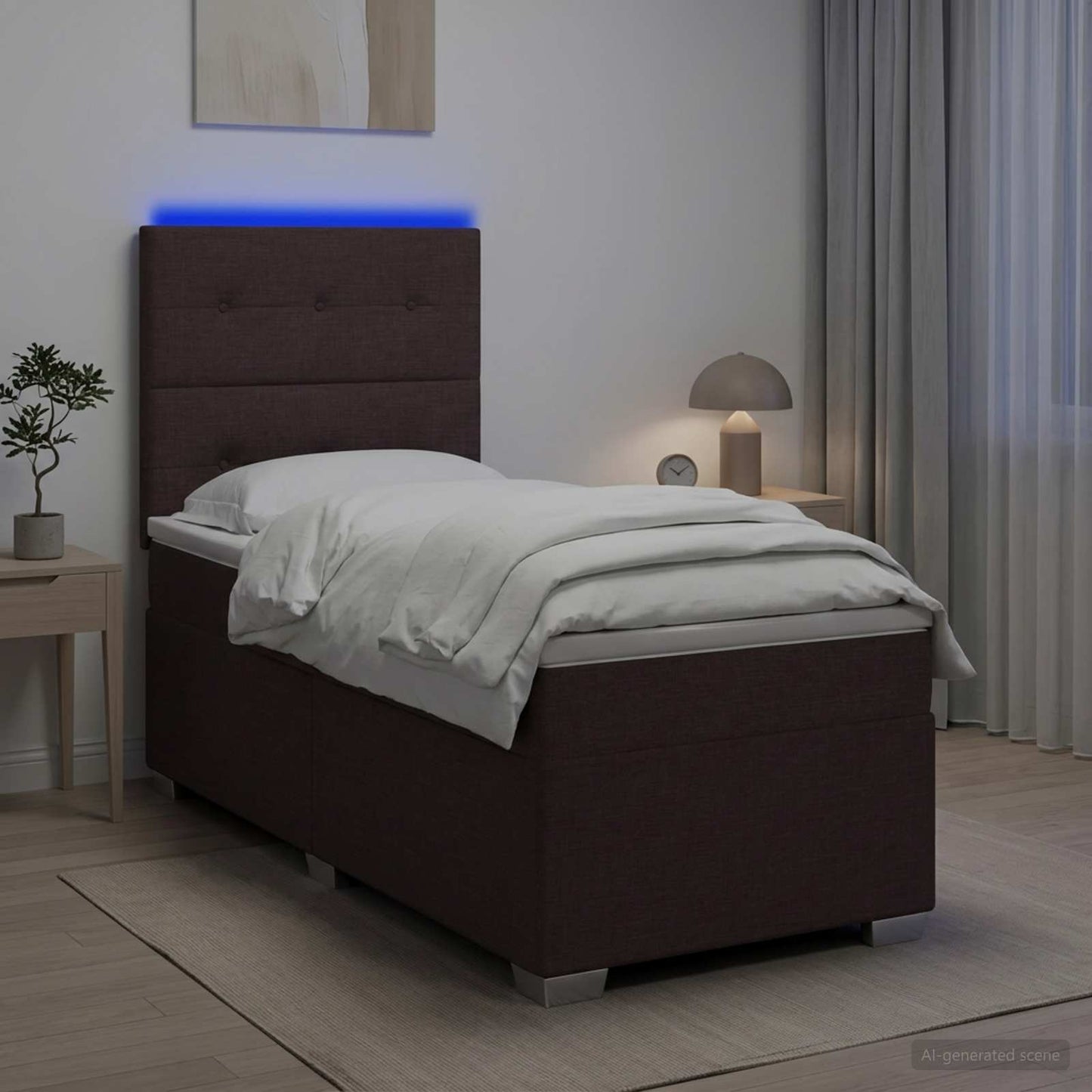 vidaXL Κρεβάτι box spring με στρώμα Σκούρο Καφέ 90 x 200 cm Ύφασμα