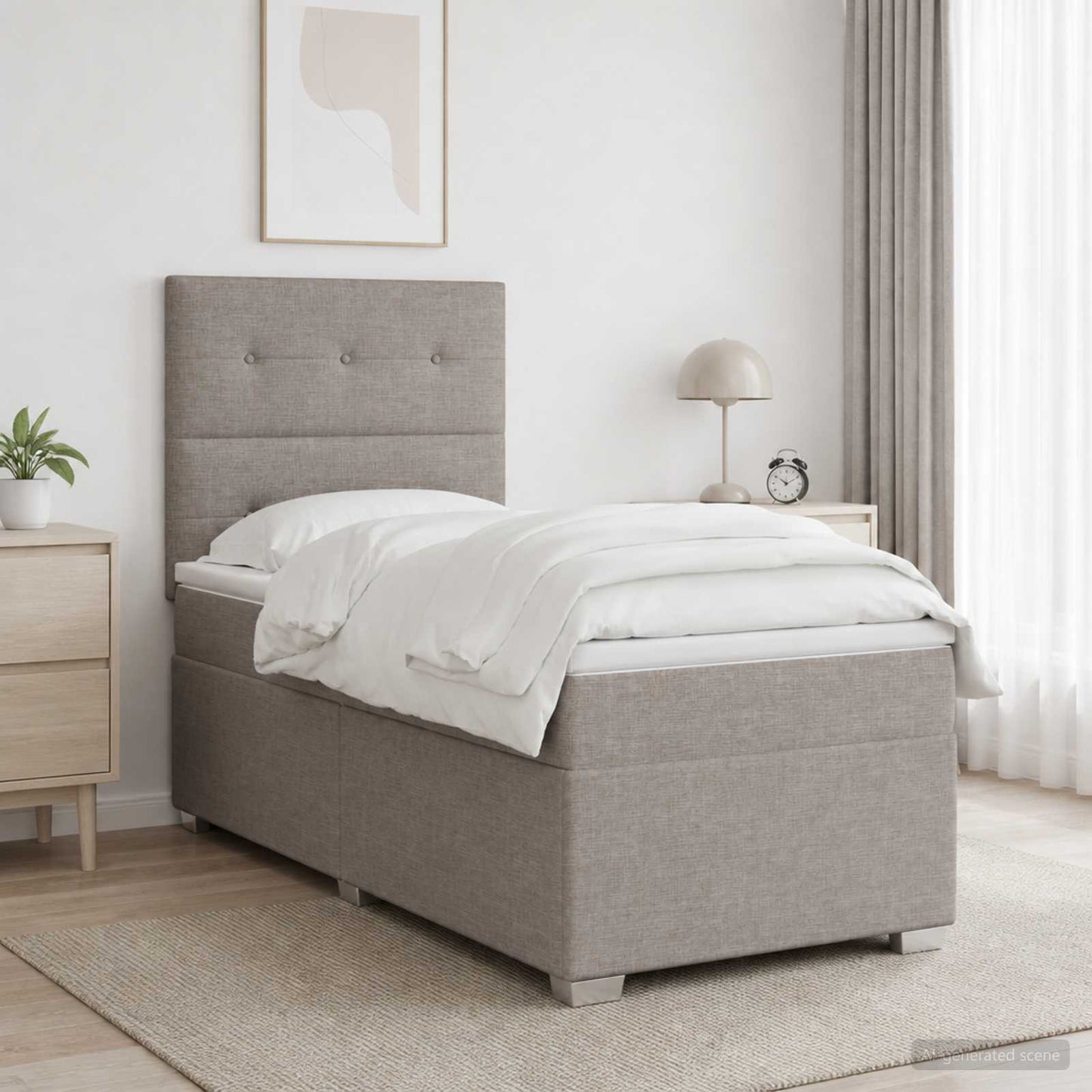 vidaXL Κρεβάτι box spring με στρώμα Taupe 100 x 200 cm Ύφασμα