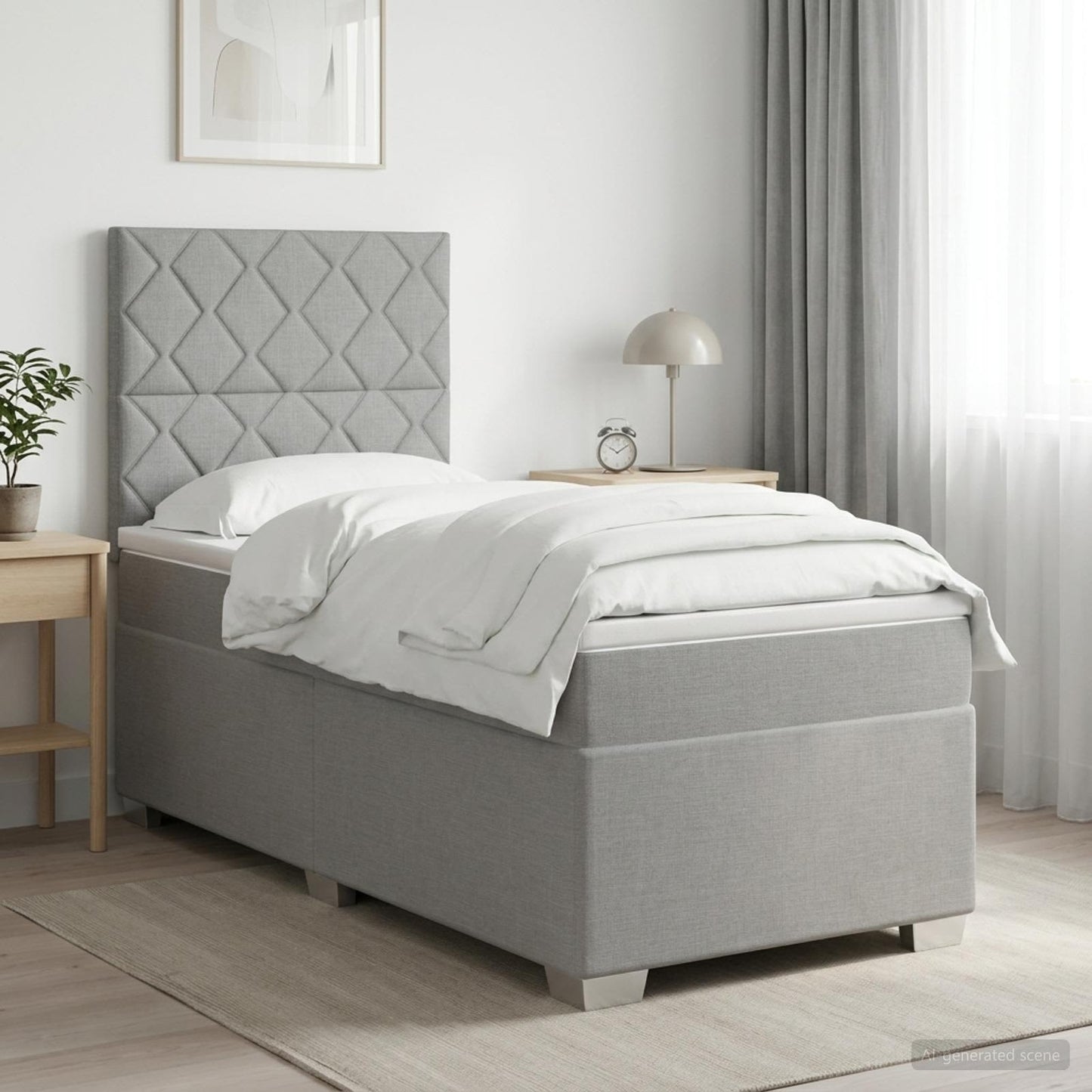 vidaXL Κρεβάτι box spring με στρώμα Ανοιχτό γκρι 90 x 200 cm Ύφασμα