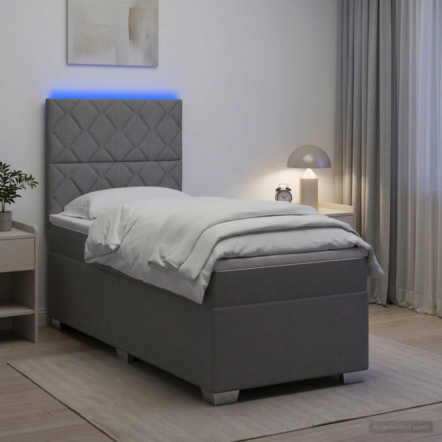 vidaXL Κρεβάτι box spring με στρώμα Ανοιχτό γκρι 90 x 190 cm Ύφασμα