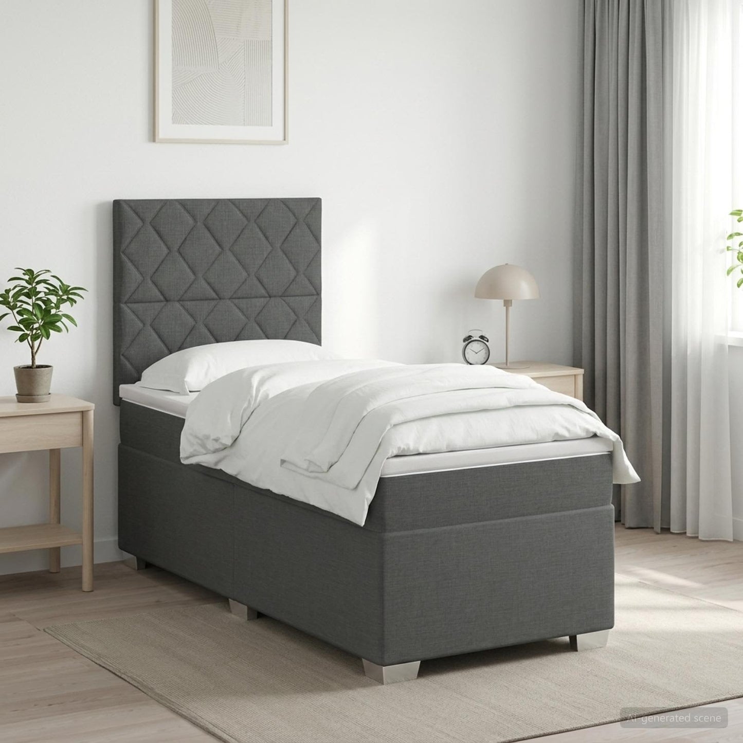 vidaXL Κρεβάτι box spring με στρώμα Σκούρο Γκρι 90 x 200 cm Ύφασμα