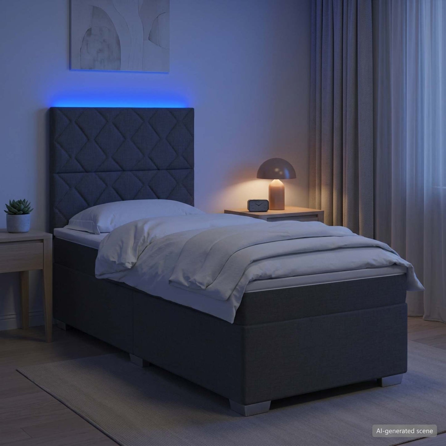 vidaXL Κρεβάτι box spring με στρώμα Σκούρο Γκρι 90 x 200 cm Ύφασμα