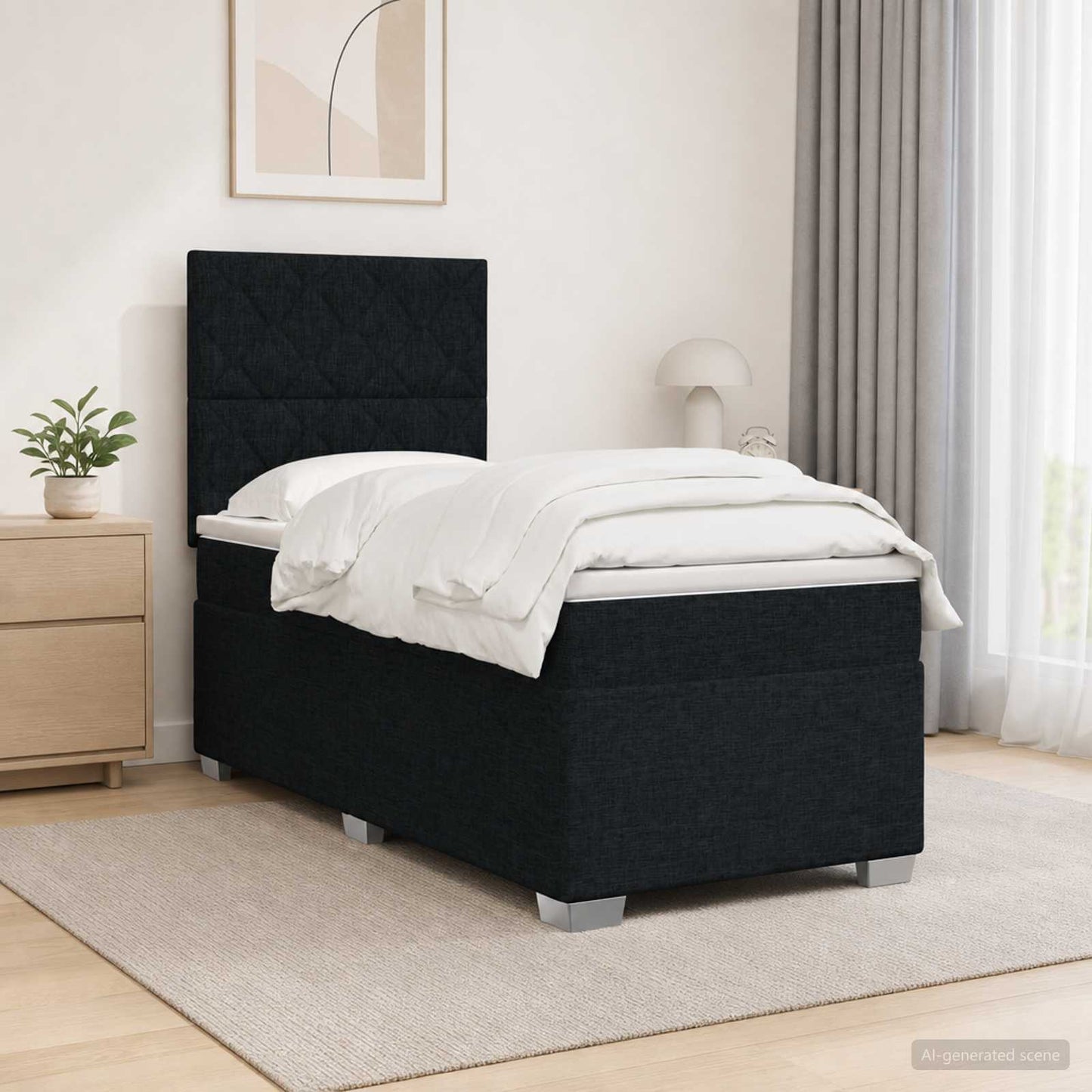 vidaXL Κρεβάτι box spring με στρώμα Μαύρο 80 x 200 cm Ύφασμα