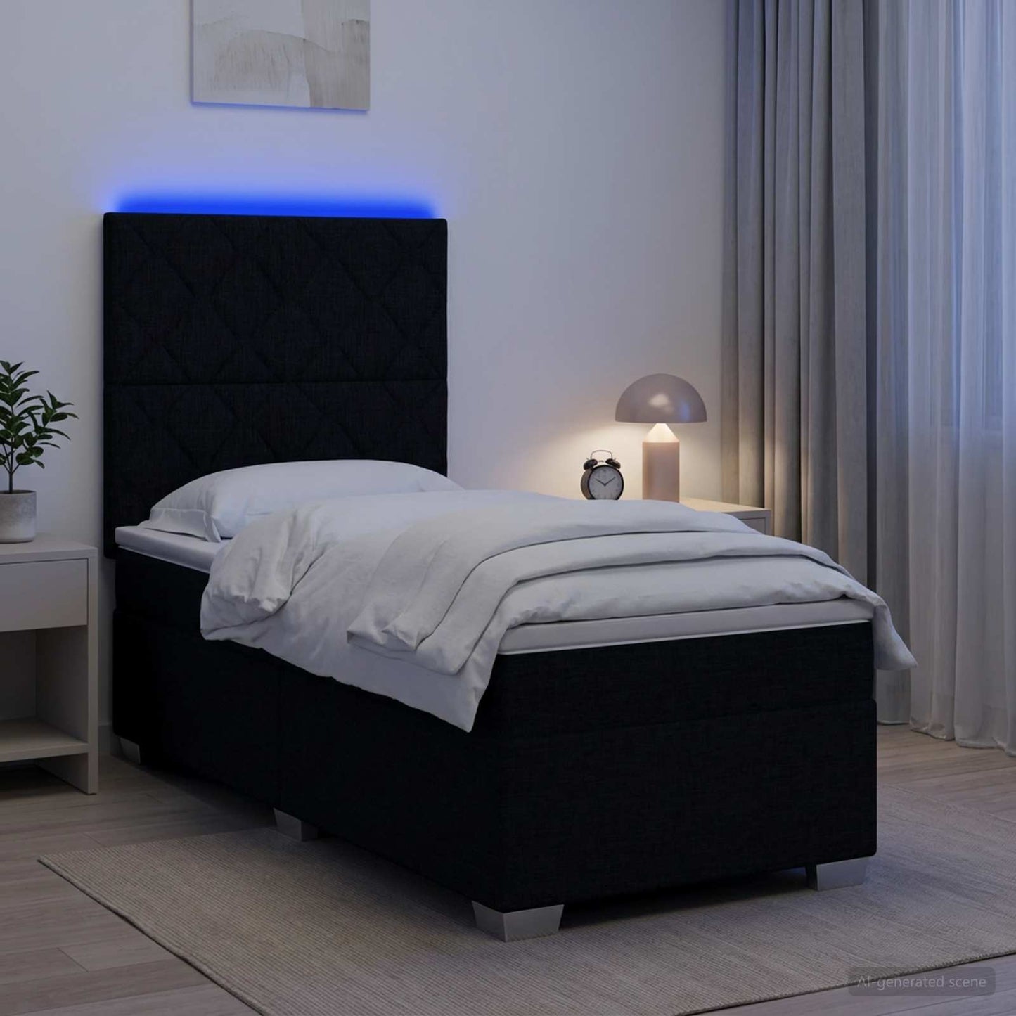 vidaXL Κρεβάτι box spring με στρώμα Μαύρο 80 x 200 cm Ύφασμα