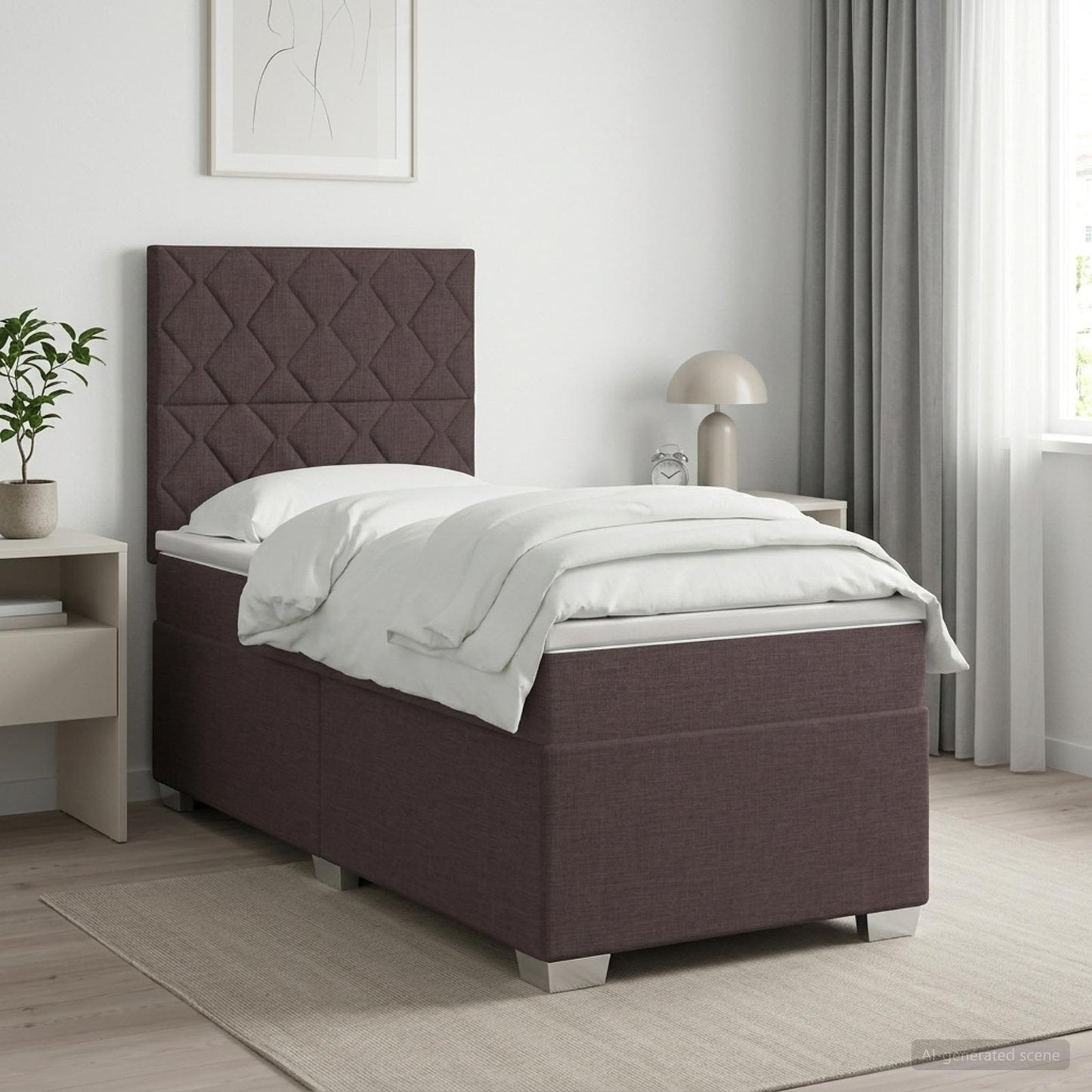 vidaXL Κρεβάτι box spring με στρώμα Σκούρο Καφέ 80 x 200 cm Ύφασμα