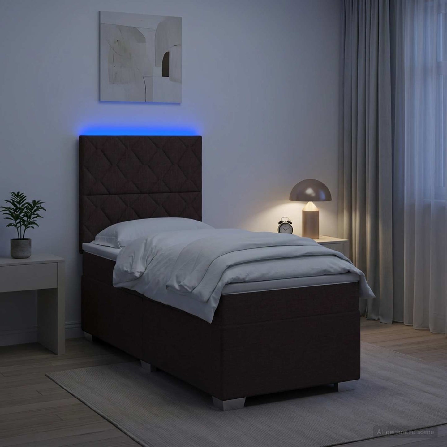 vidaXL Κρεβάτι box spring με στρώμα Σκούρο Καφέ 80 x 200 cm Ύφασμα