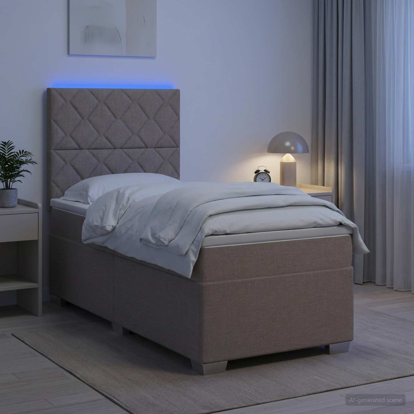 vidaXL Κρεβάτι box spring με στρώμα Taupe 100 x 200 cm Ύφασμα