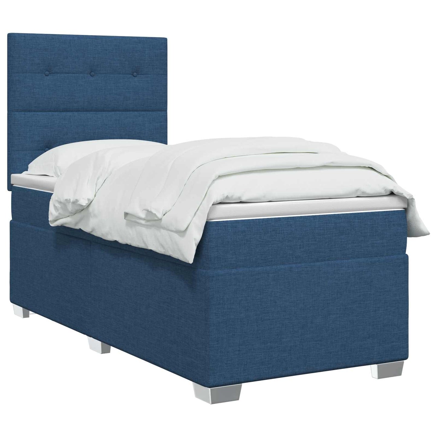 vidaXL Κρεβάτι box spring με στρώμα Μπλε 90 x 190 cm Ύφασμα