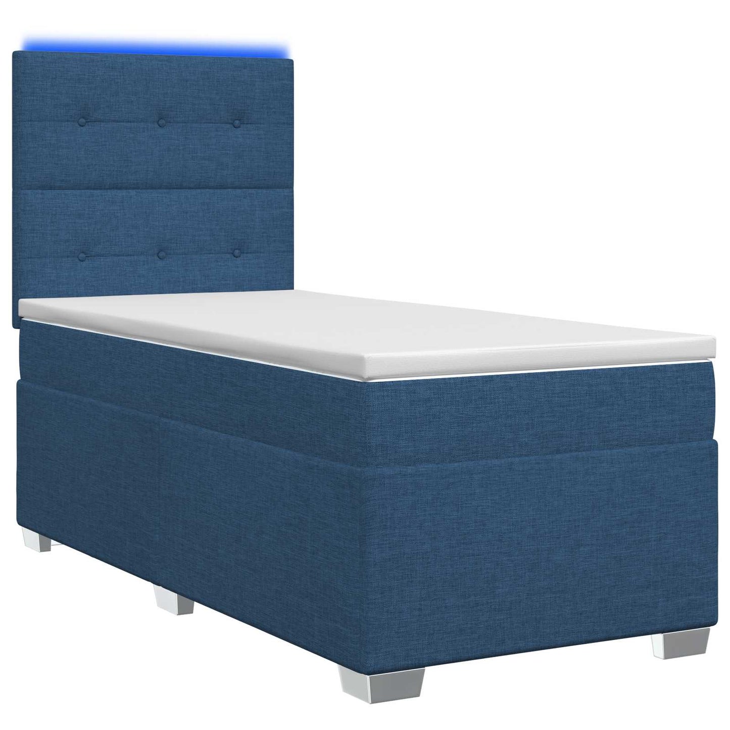 vidaXL Κρεβάτι box spring με στρώμα Μπλε 90 x 200 cm Ύφασμα
