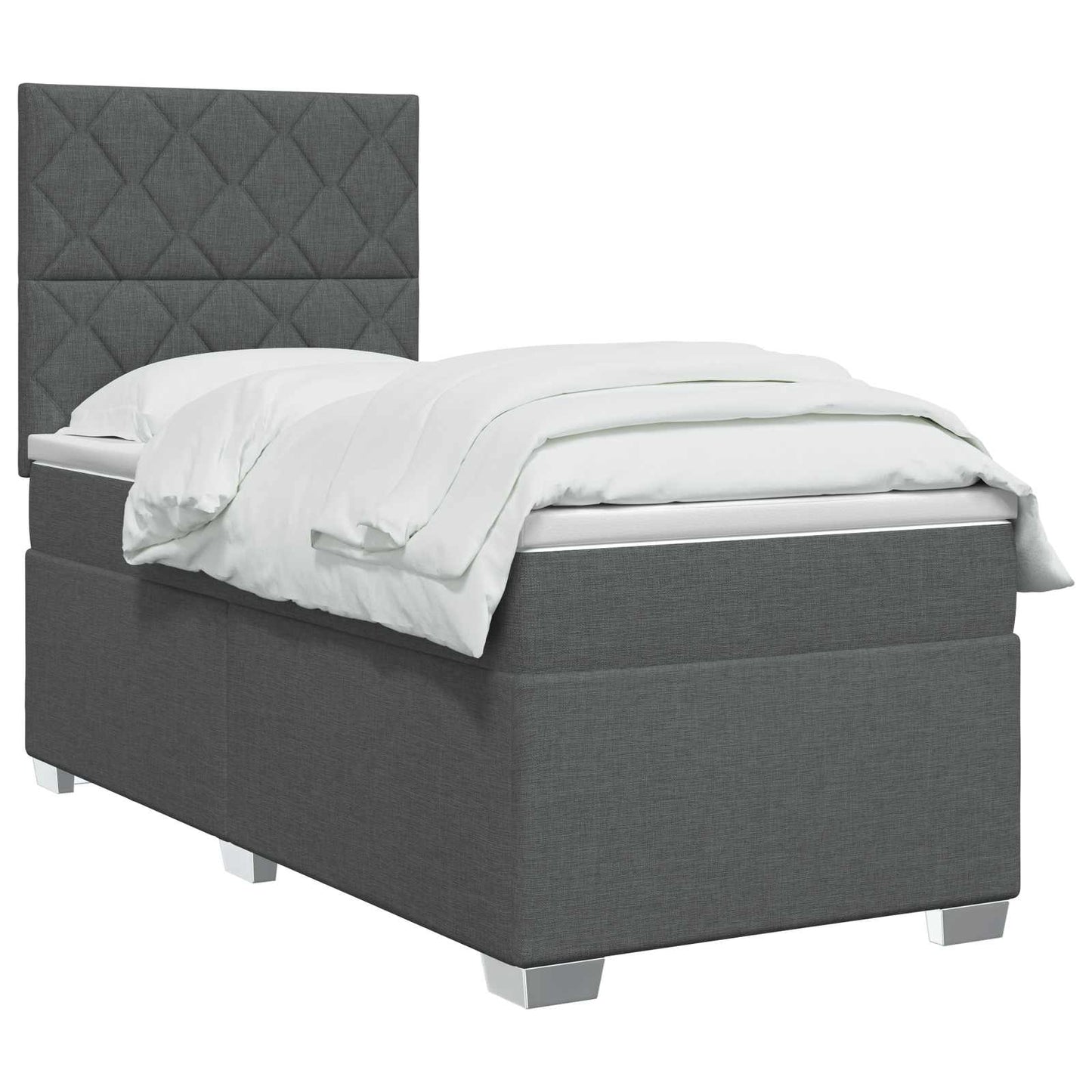 vidaXL Κρεβάτι box spring με στρώμα Σκούρο Γκρι 90 x 200 cm Ύφασμα