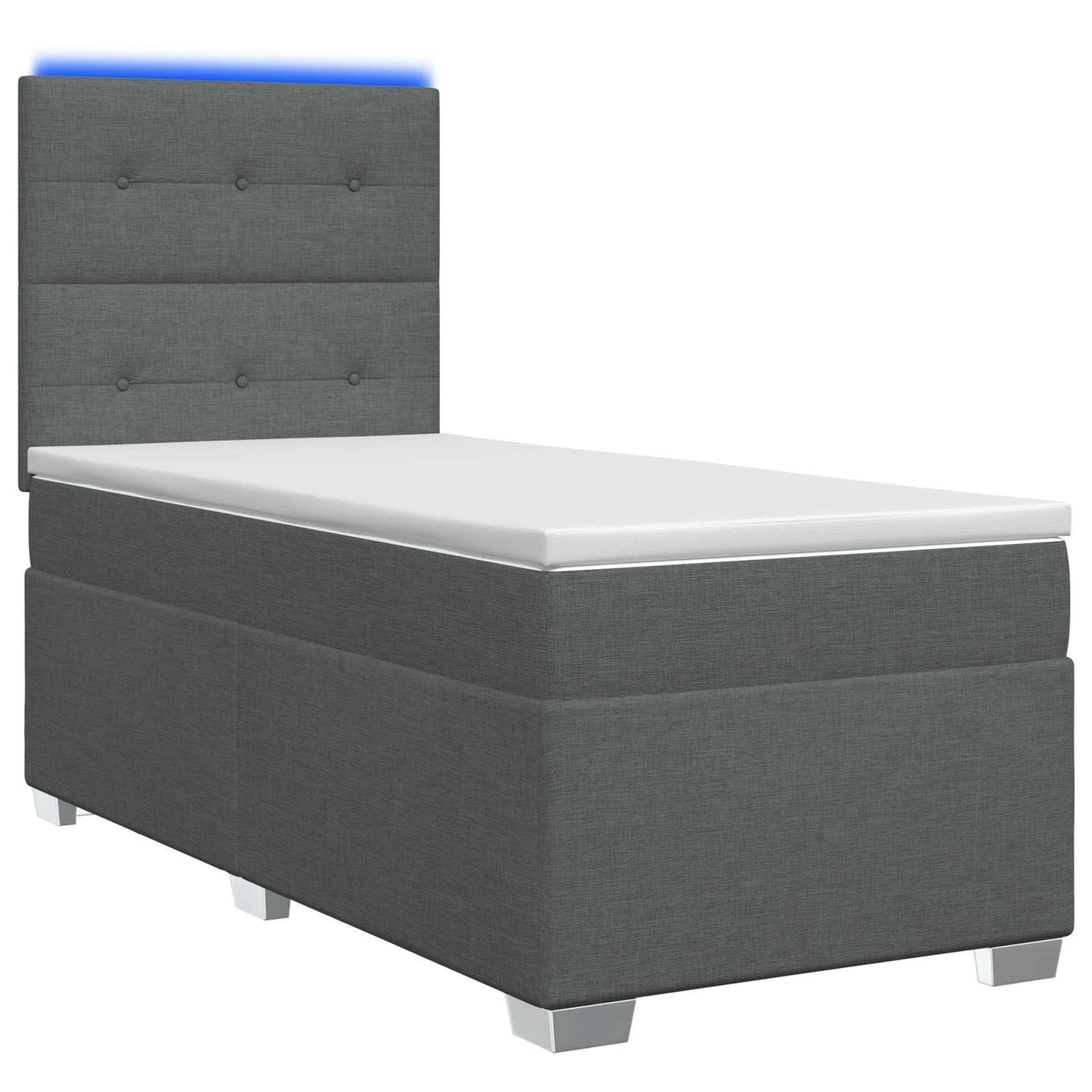 vidaXL Κρεβάτι box spring με στρώμα Σκούρο Γκρι 100 x 200 cm Ύφασμα