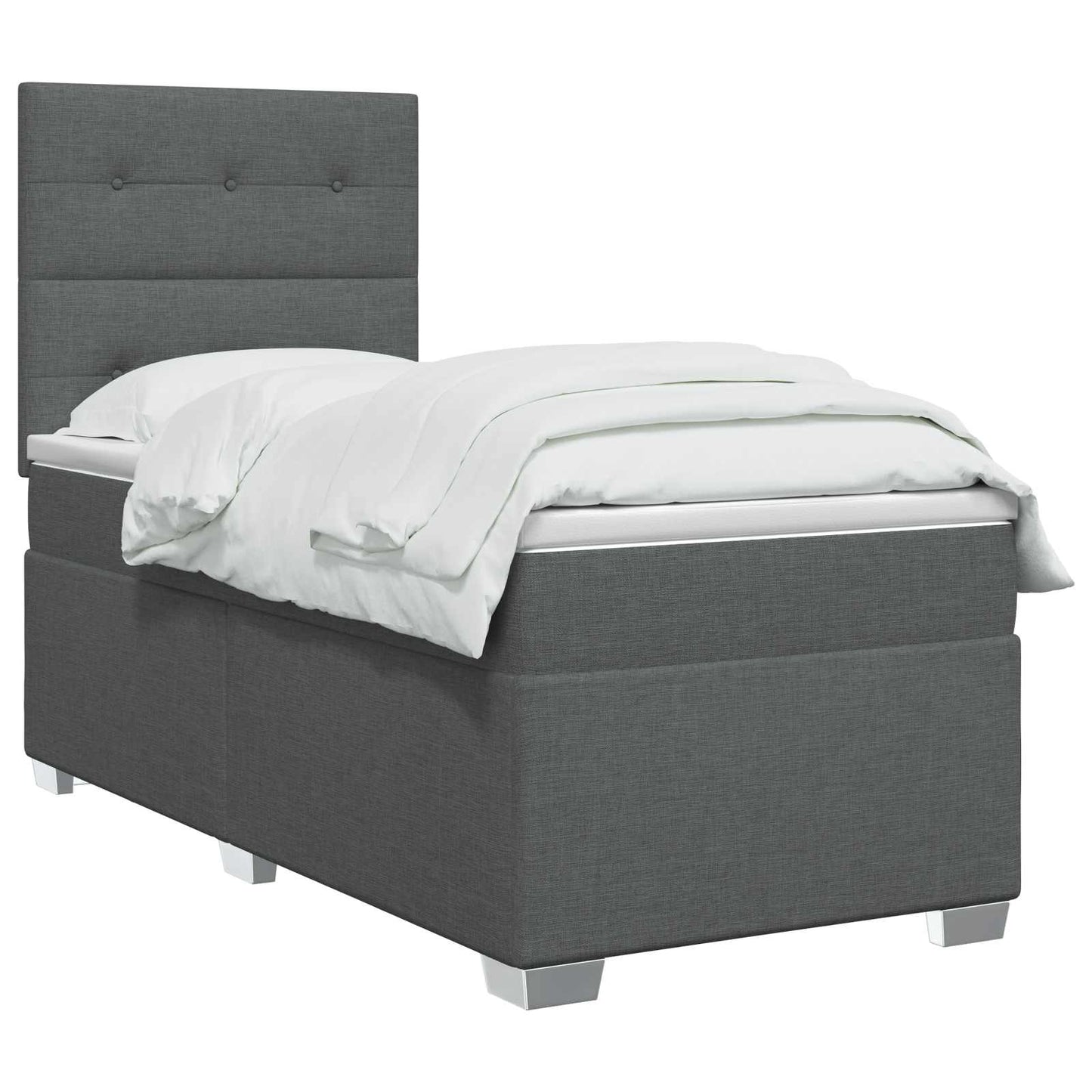vidaXL Κρεβάτι box spring με στρώμα Σκούρο Γκρι 100 x 200 cm Ύφασμα