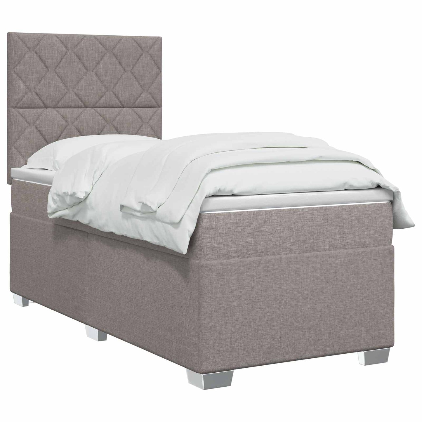 vidaXL Κρεβάτι box spring με στρώμα Taupe 100 x 200 cm Ύφασμα
