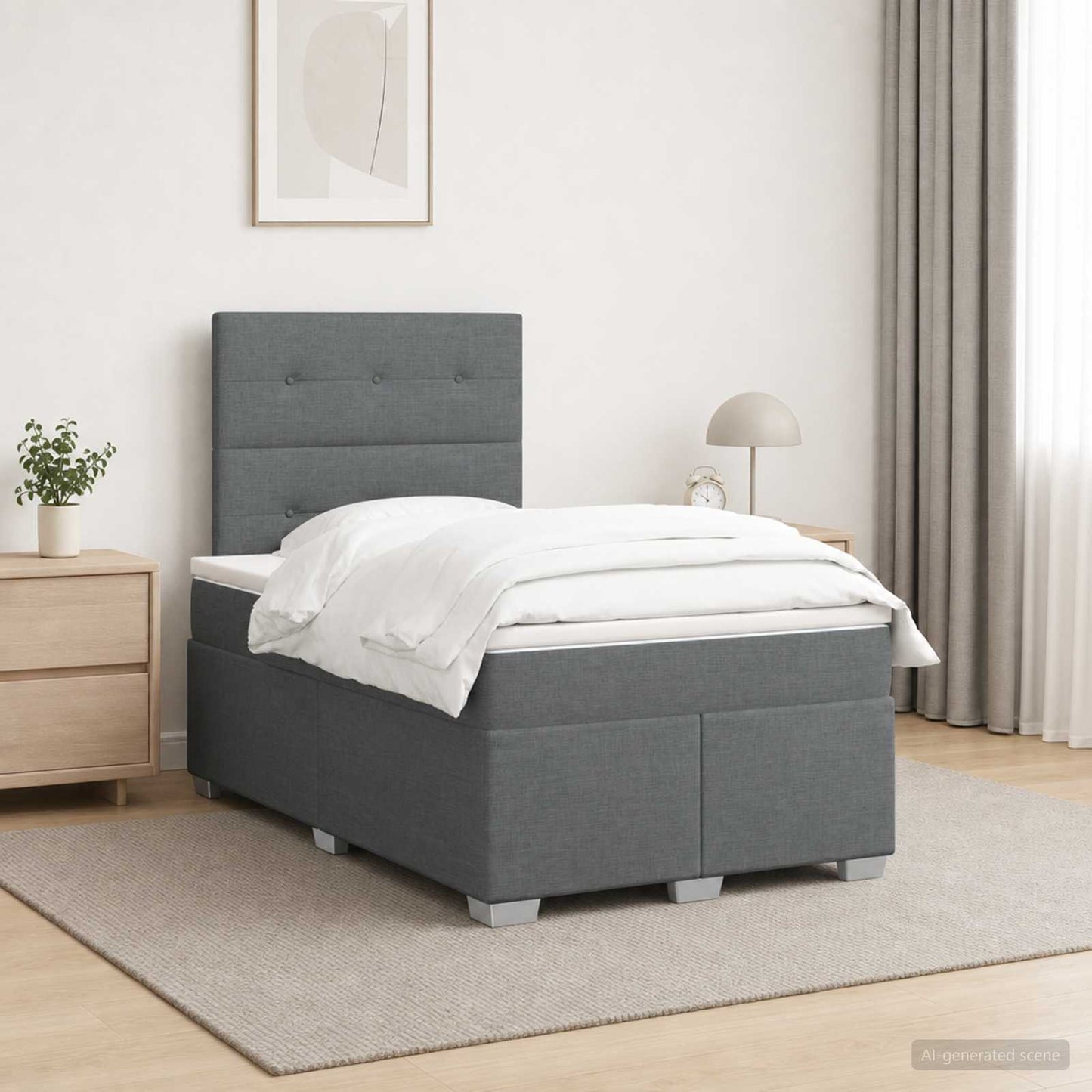 vidaXL Κρεβάτι box spring με στρώμα Σκούρο Γκρι 120 x 190 cm Ύφασμα